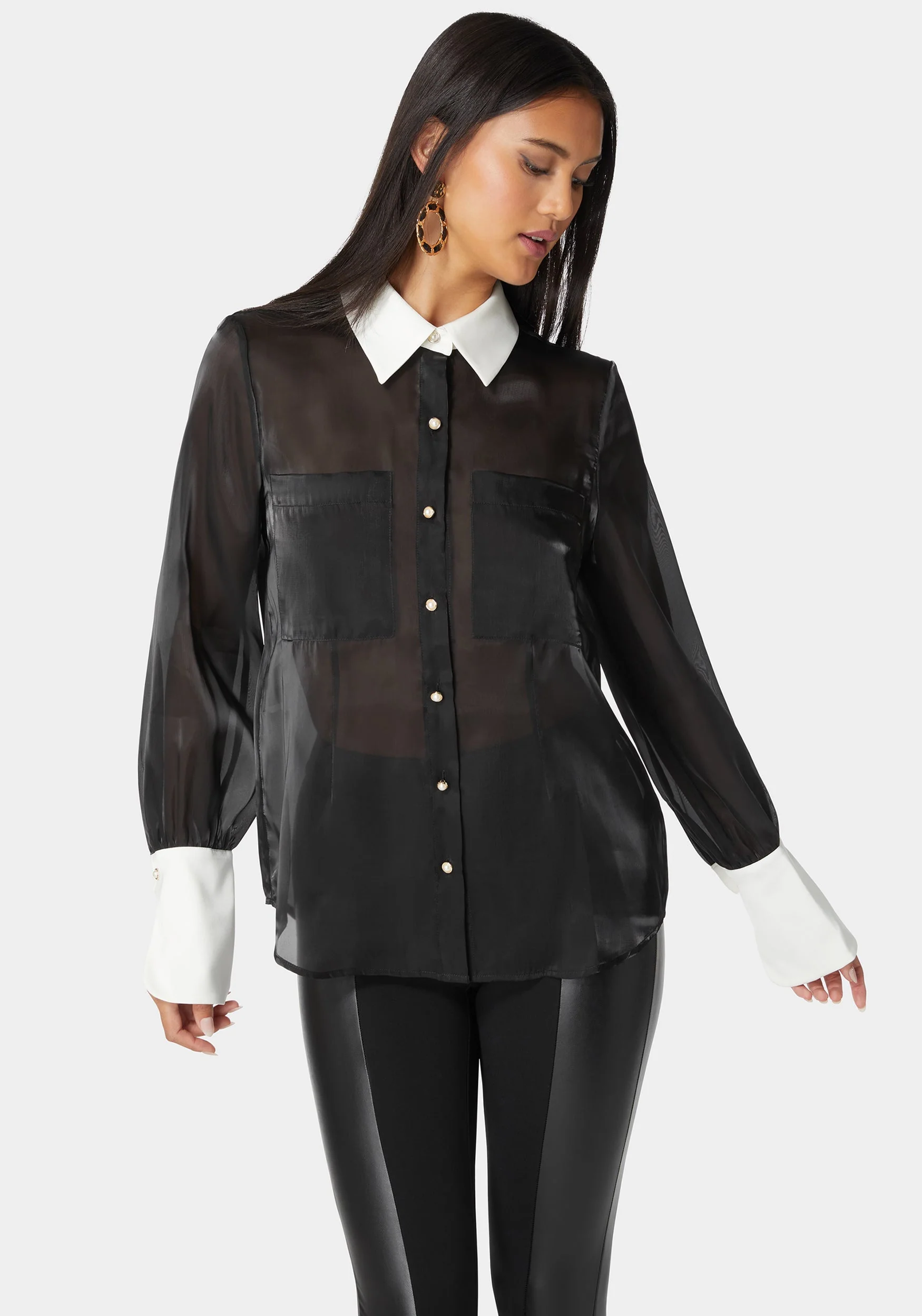 Liquid Chiffon Satin Combo Blouse - Image 2
