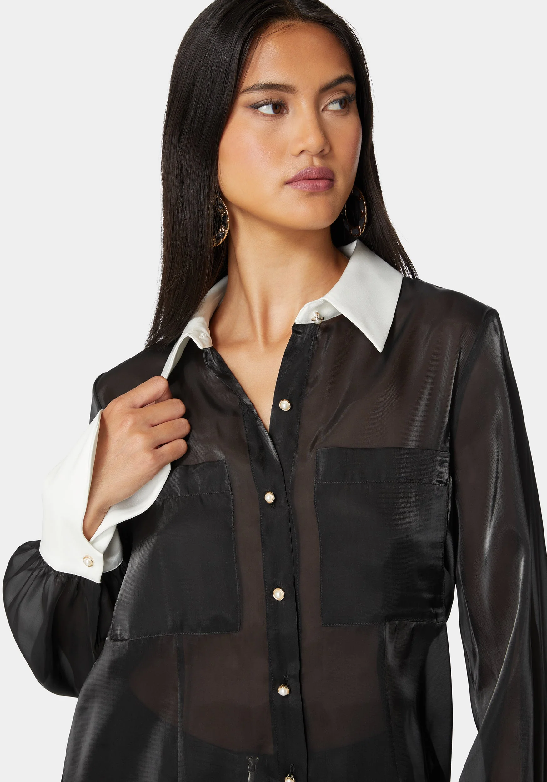 Liquid Chiffon Satin Combo Blouse - Image 4