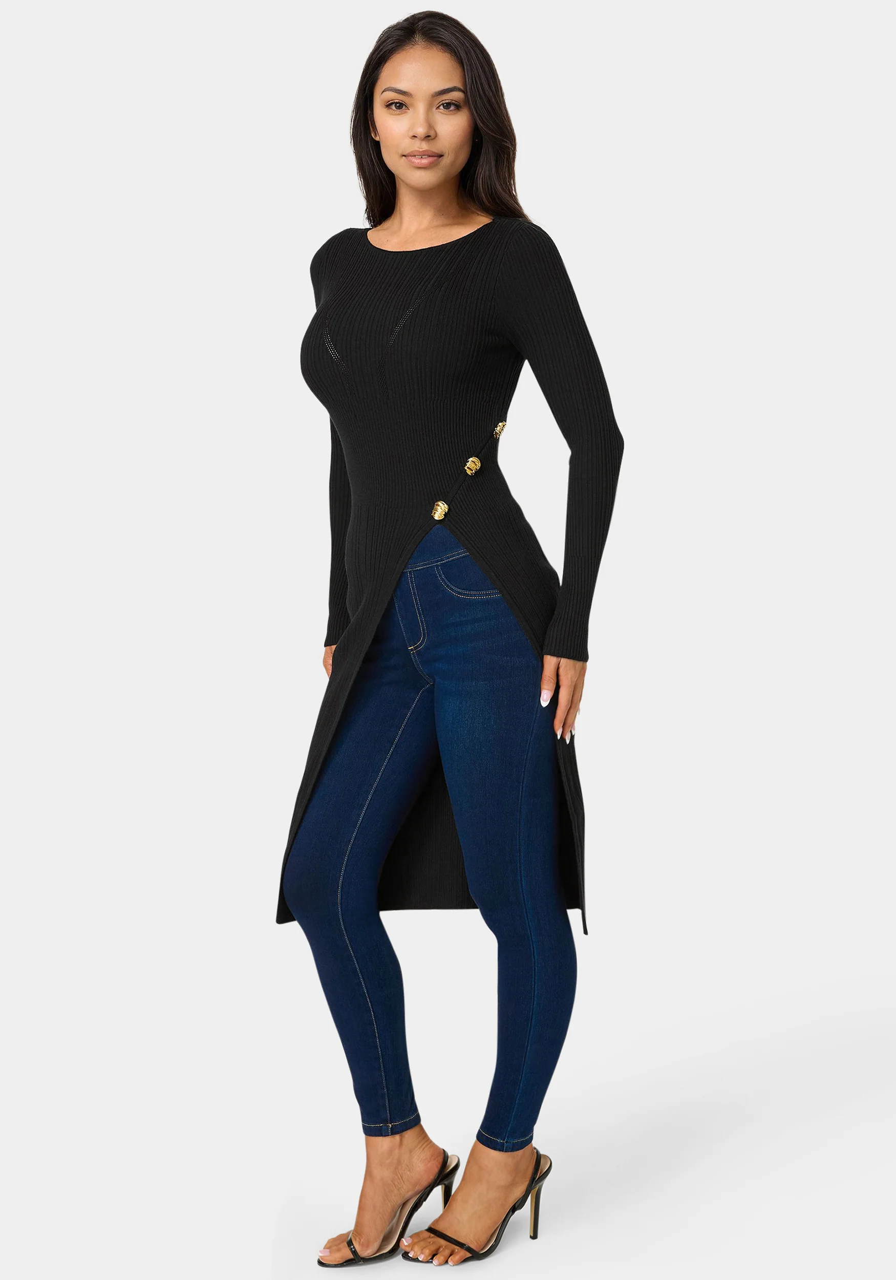Long Body Side Slit Sweater - Image 2