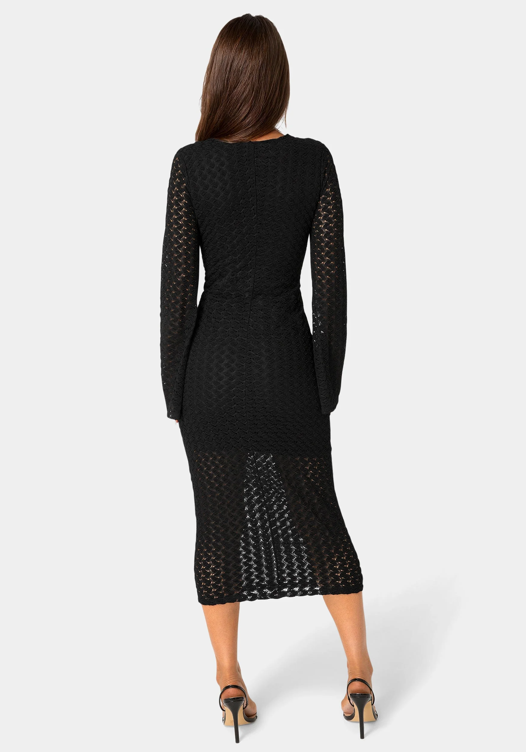 Long Sleeve Cutout Crochet Maxi Dress - Image 3