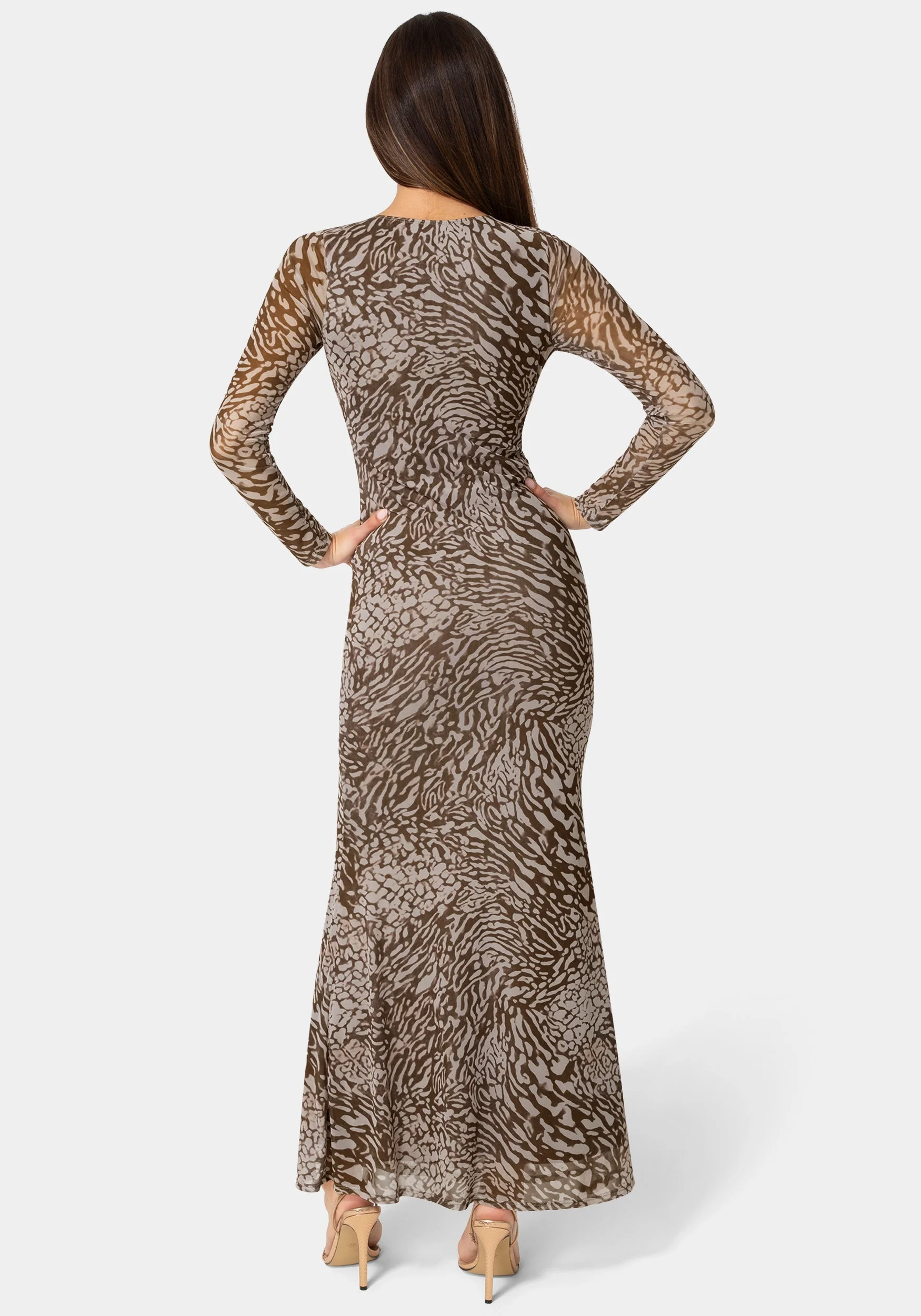 Long Sleeve Mesh Maxi Dress - Image 3