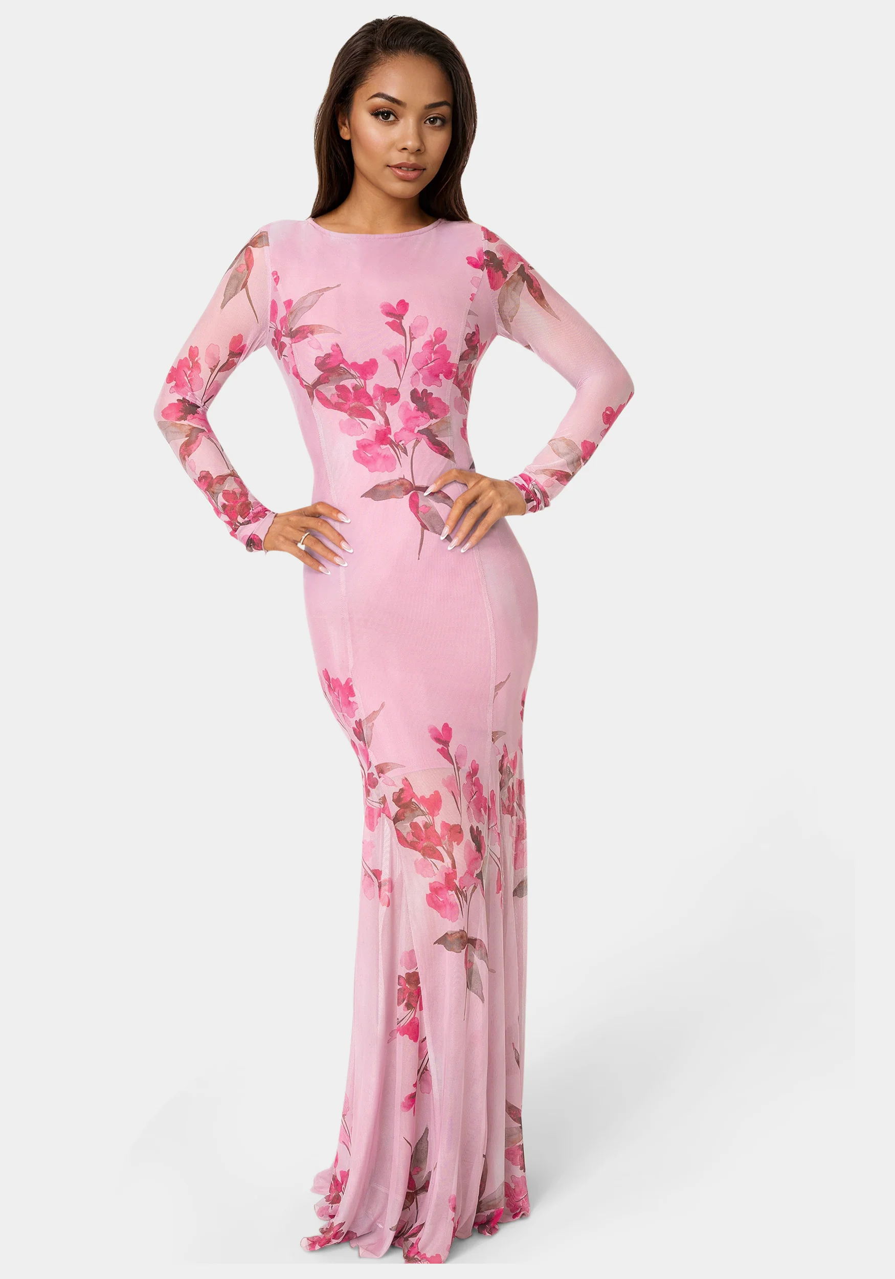 Long Sleeve Powermesh Dress