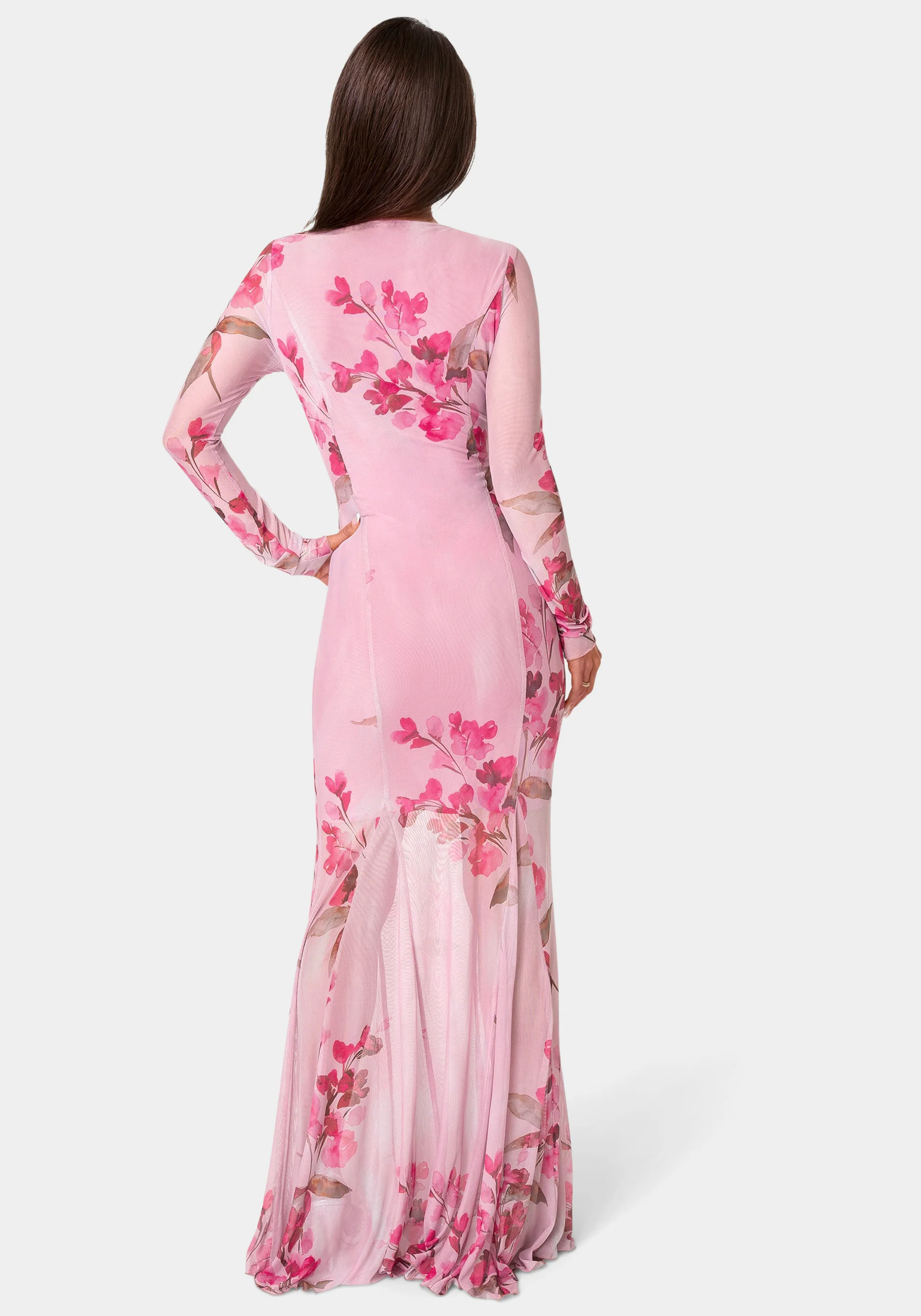 Long Sleeve Powermesh Dress - Image 3