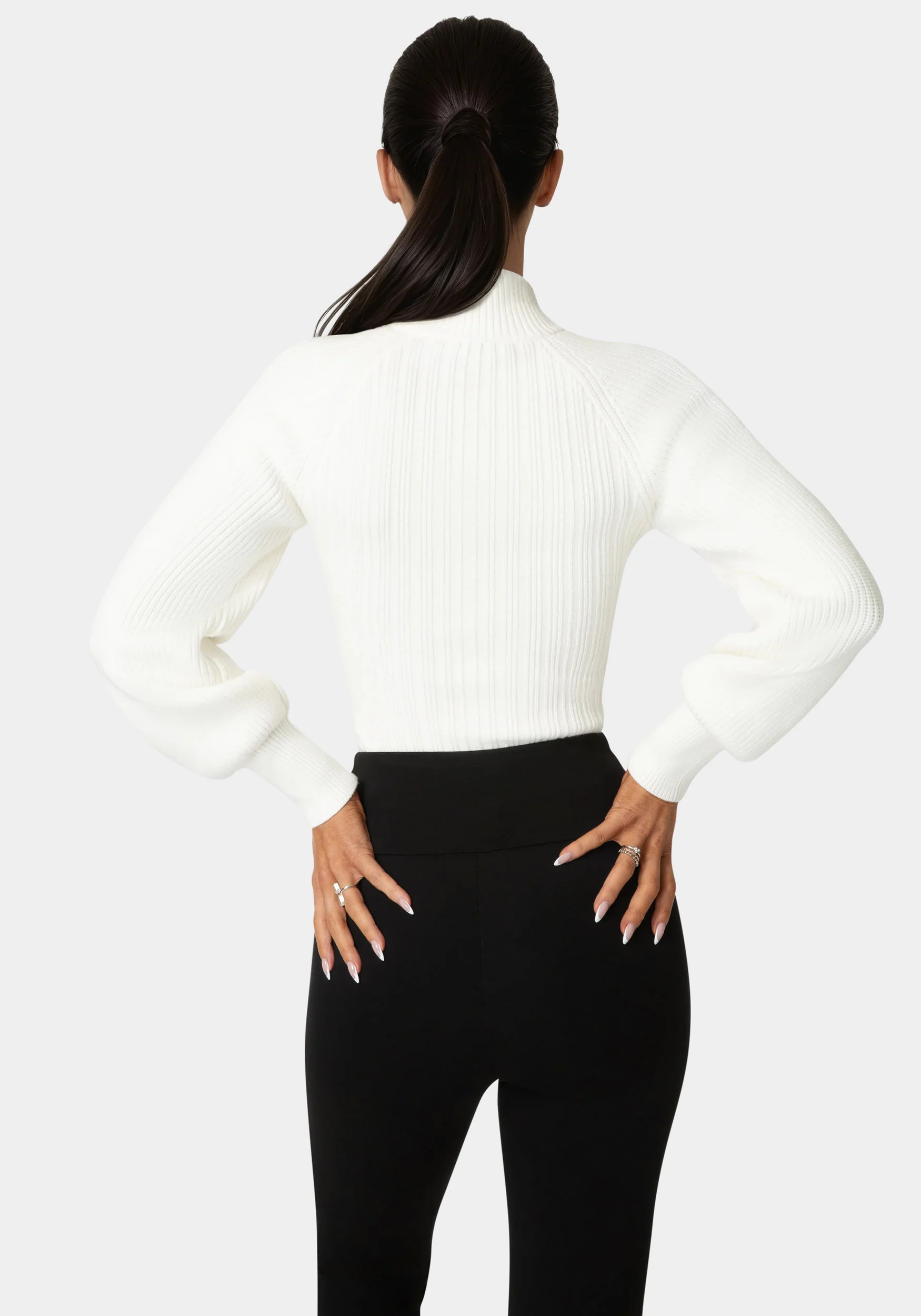 Long Sleeve Ribbed-Knit Top - Image 2
