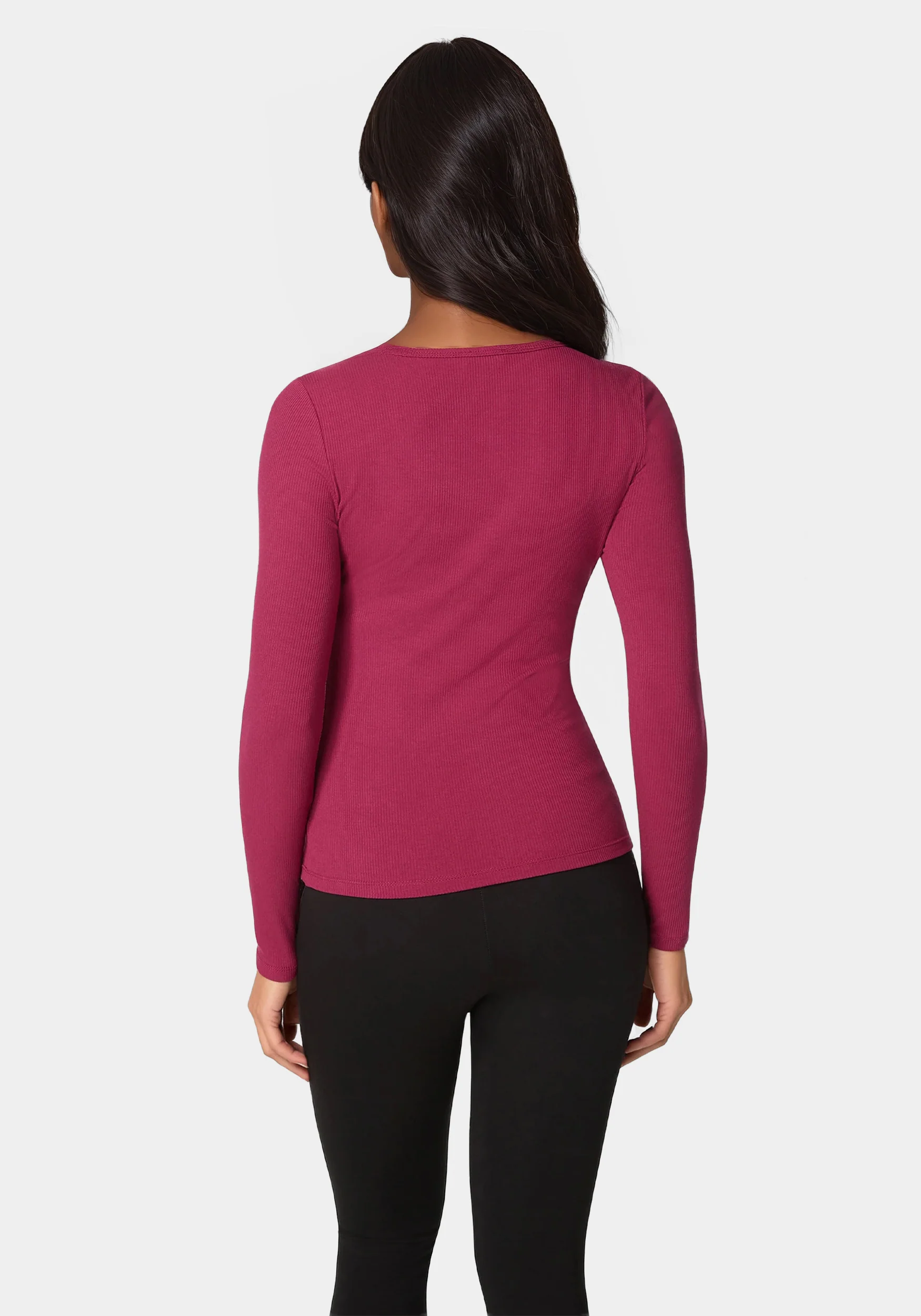 Long Sleeve Scoop Neck Bebe Logo Rib Top - Image 4