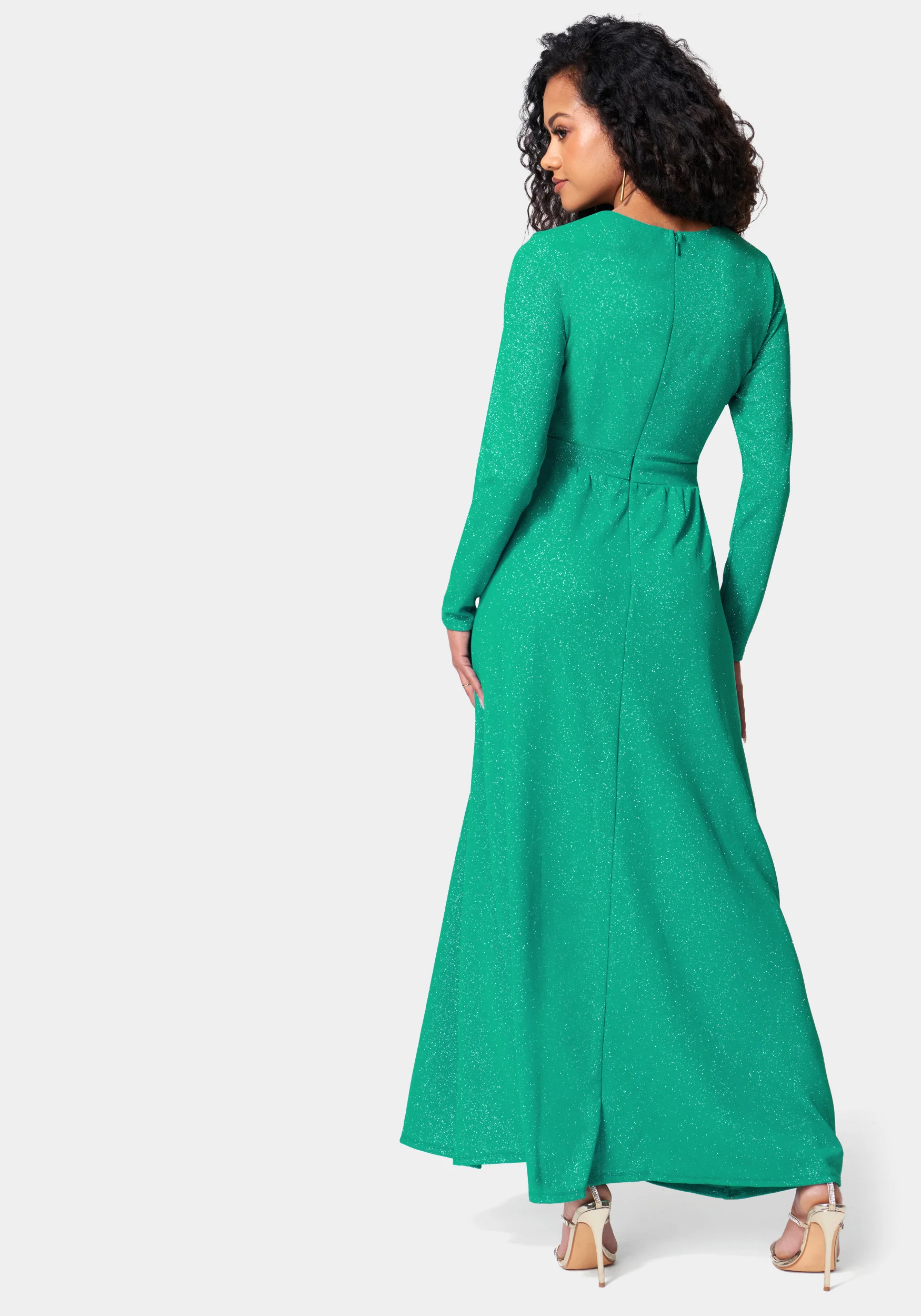Lurex Deep V Maxi Dress - Image 3