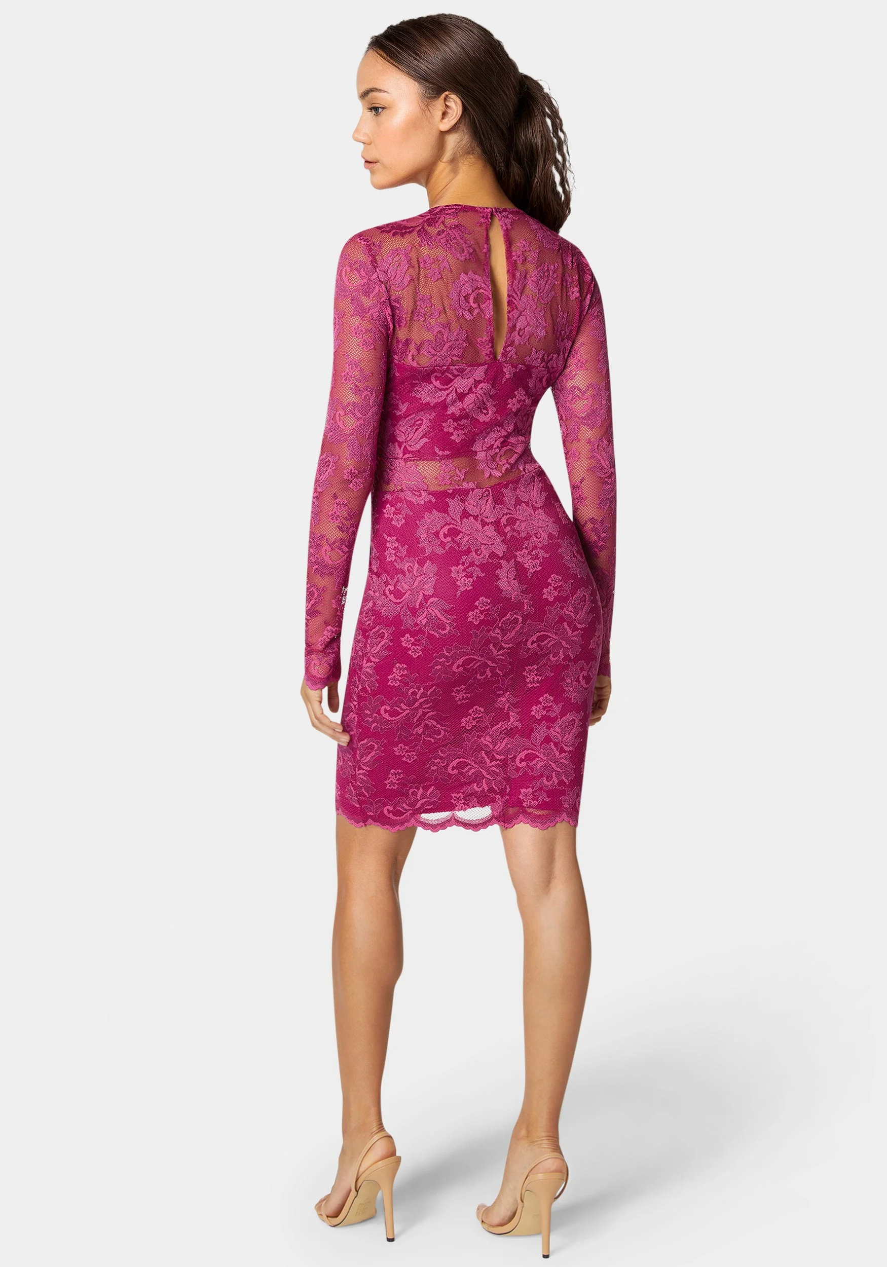 Marseille Lace Long Sleeve Illusion Dress - Image 3