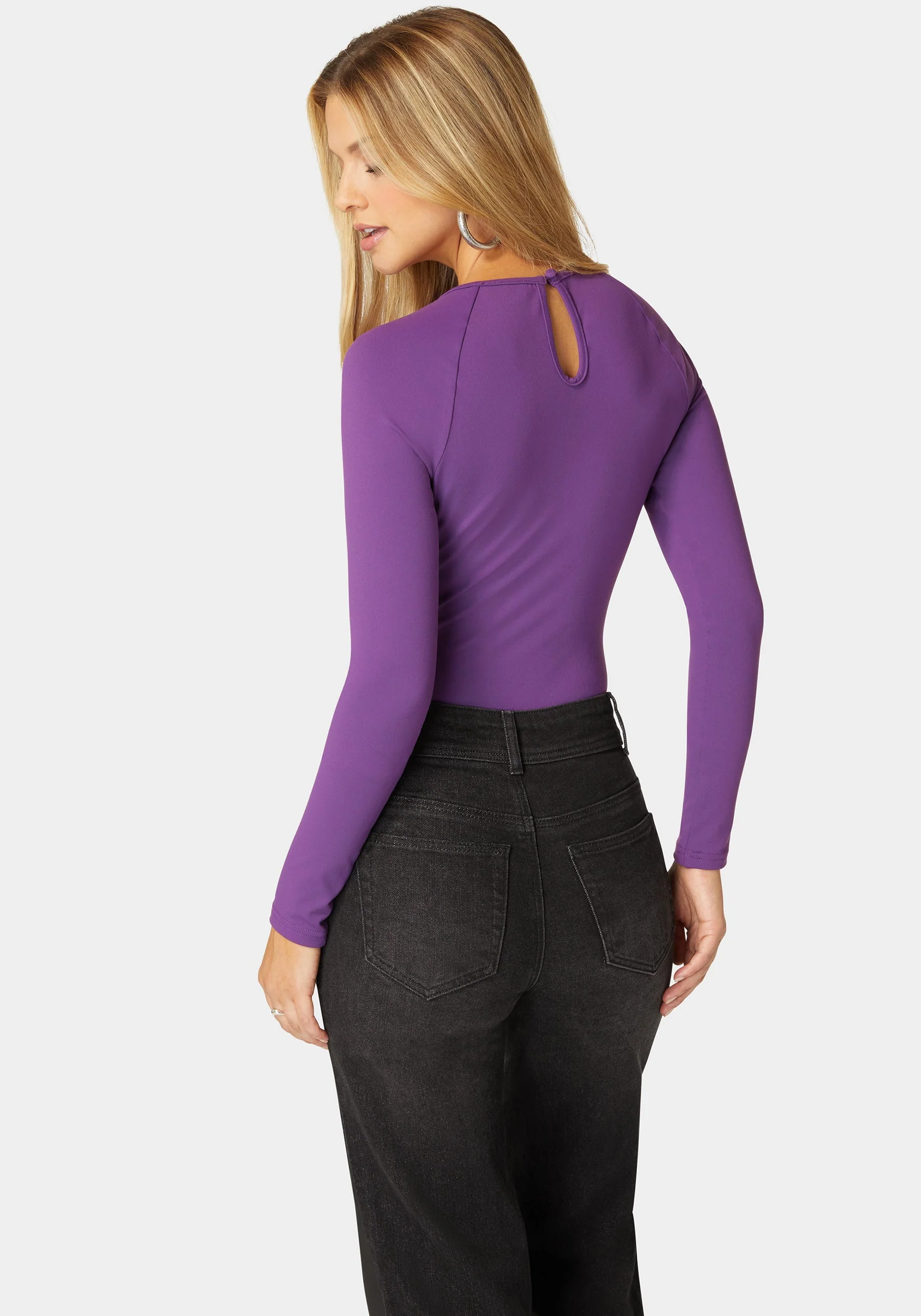 Mesh Combo Front Twist Knit Bodysuit - Image 3