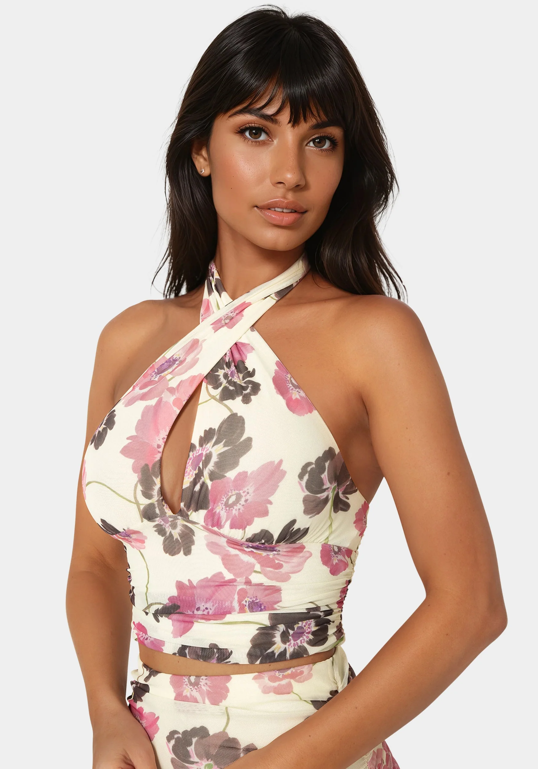 Mesh Halter Neck Wrap Top - Image 4