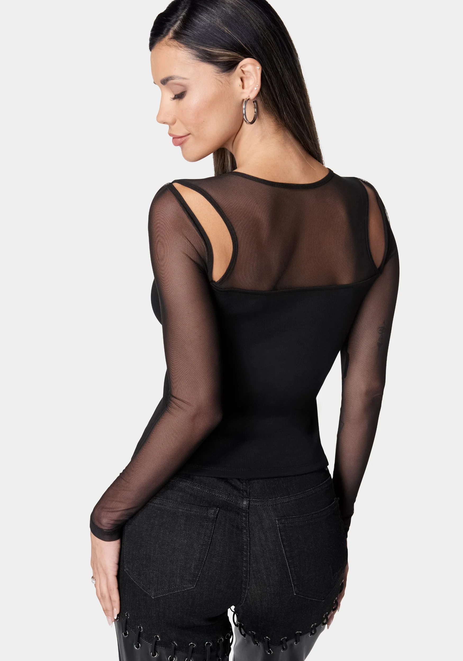 Mesh Illusion Knit Top - Image 2