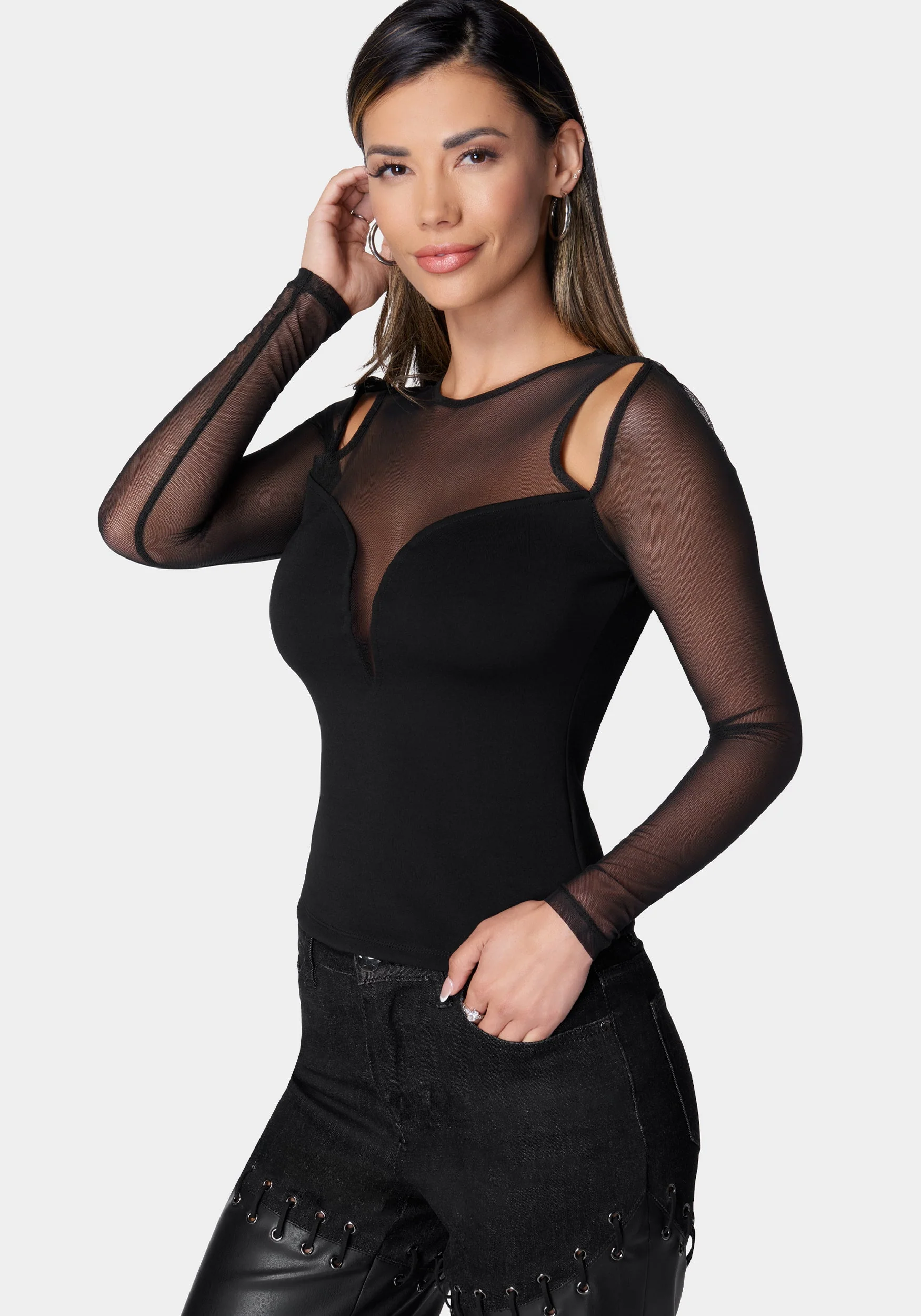 Mesh Illusion Knit Top - Image 3