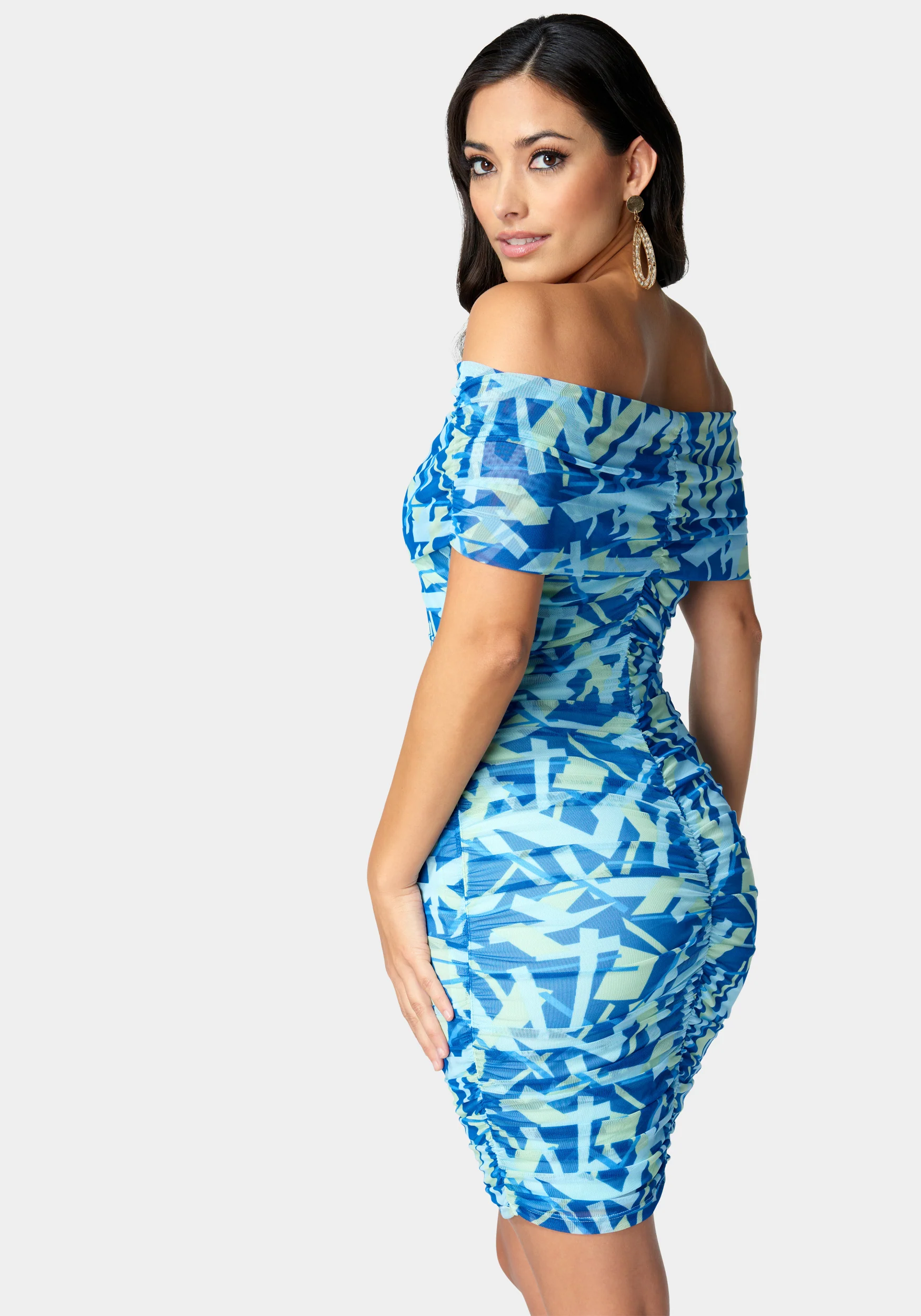 Mesh Off Shoulder Mini Dress - Image 3