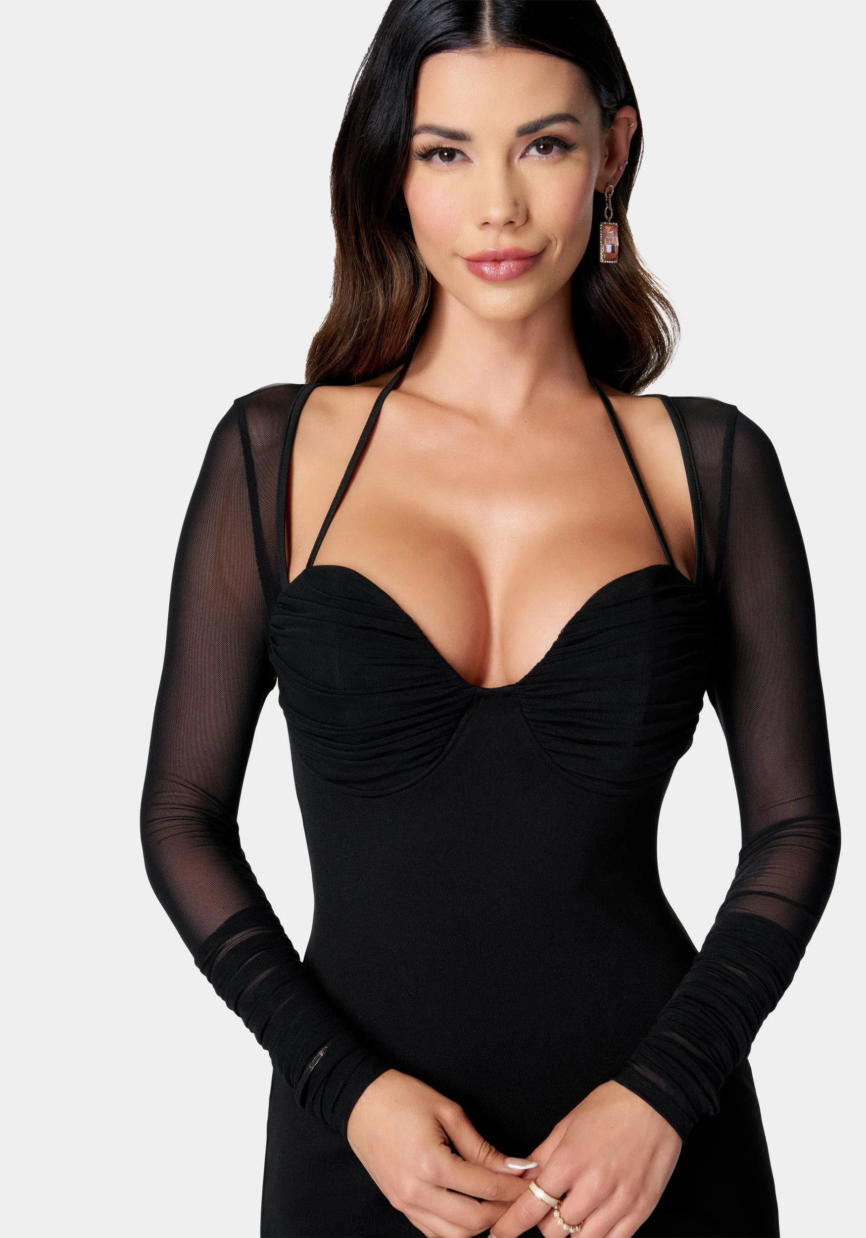 Mesh Sleeve Bustier Mini Dress - Image 5