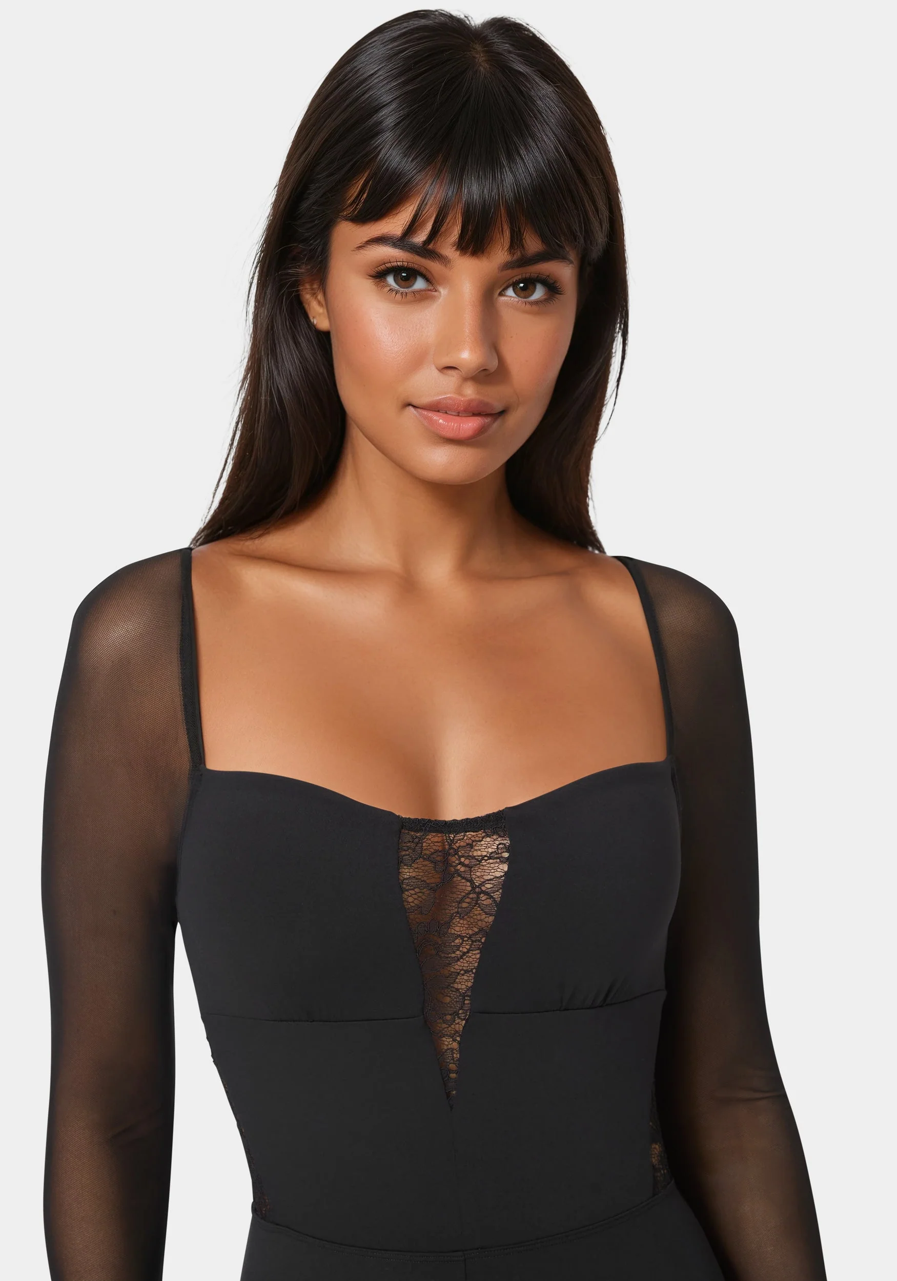 Mesh Sleeve Lace Insert Catsuit - Image 4
