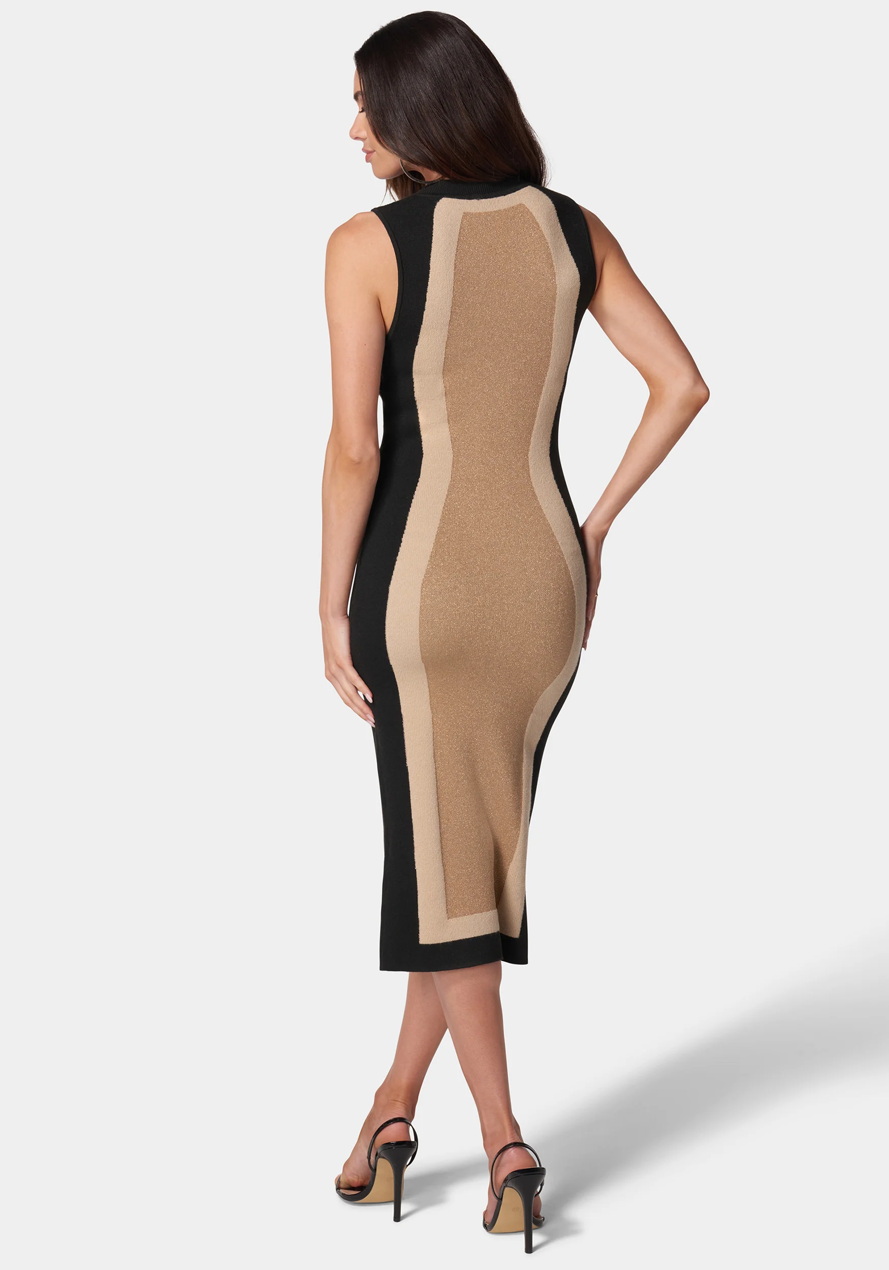 Metallic Colorblock Sweater Midi Dress - Image 4