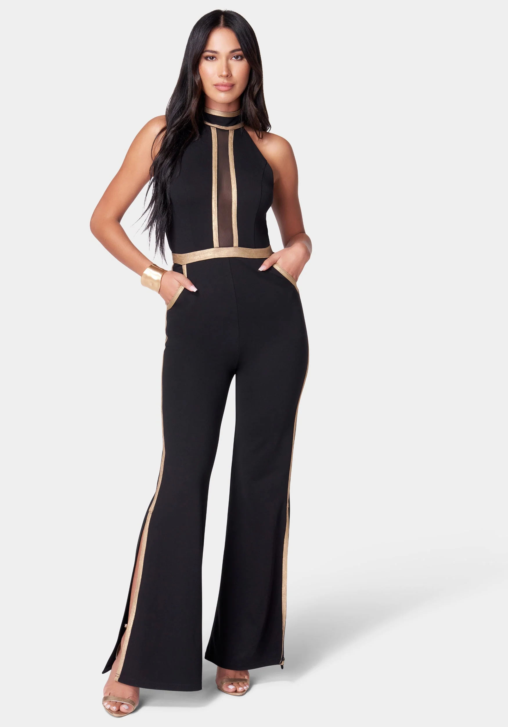 Metallic Detail Wide Leg Jumpsuit - Image 2