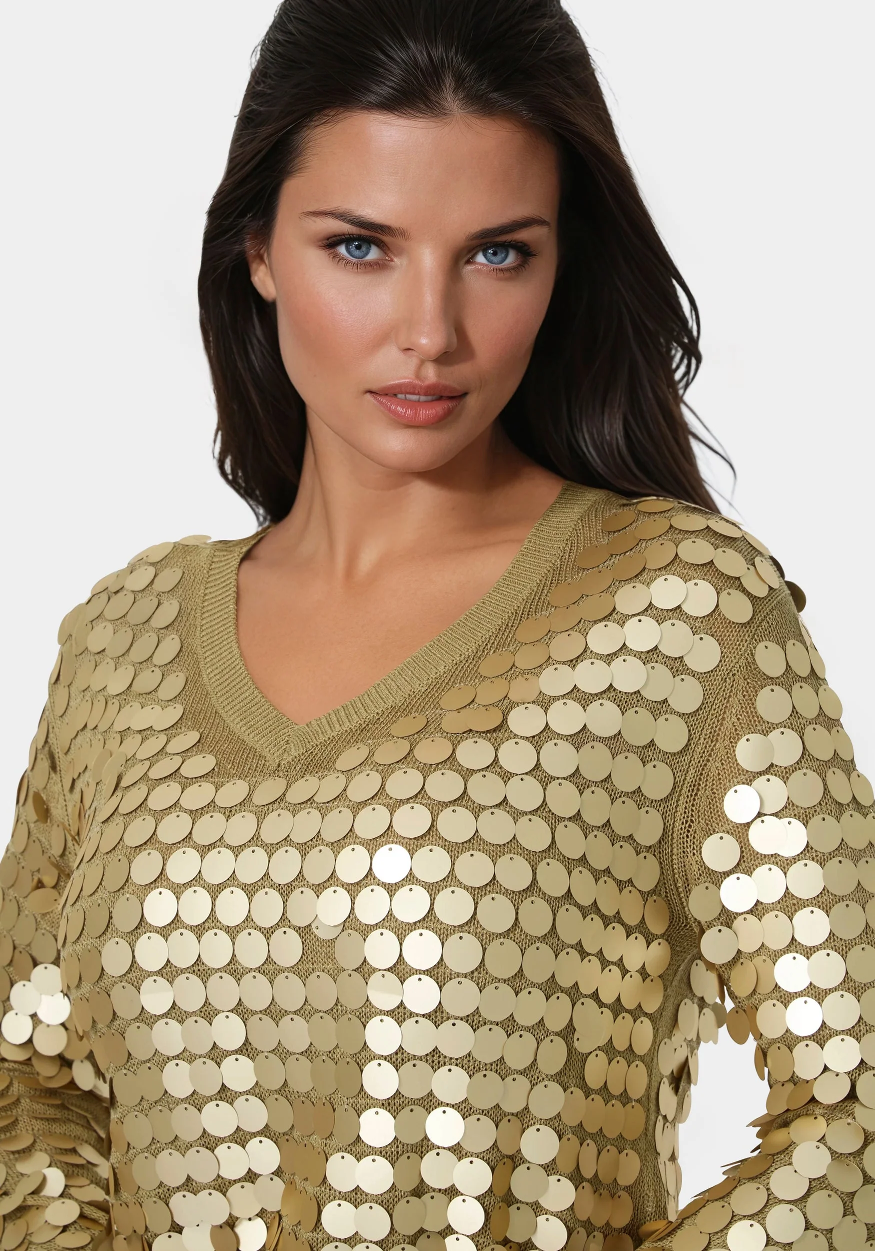 Metallic Gold Sequin Sweater - Image 4
