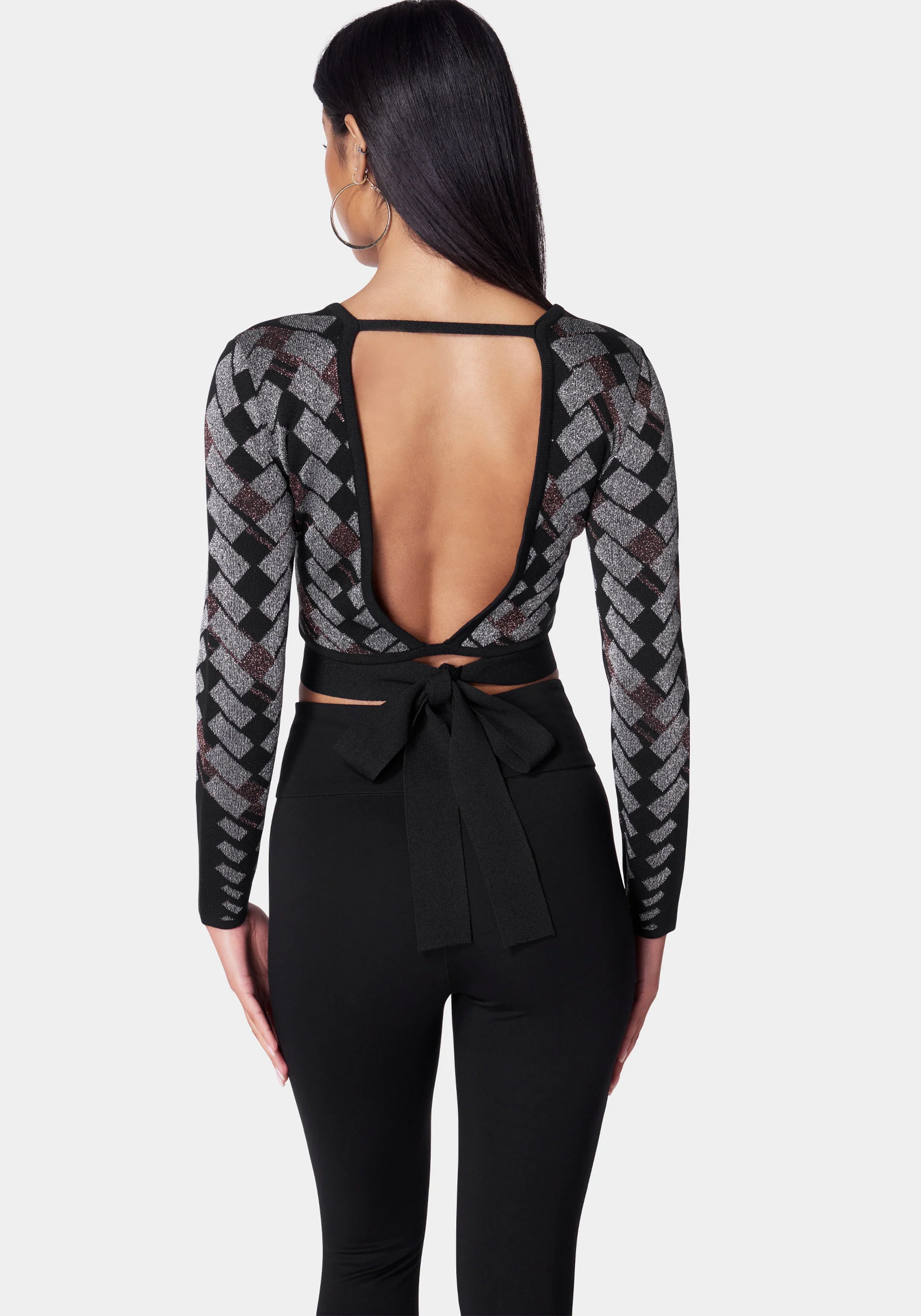Metallic Jacquard Sweater Top - Image 3