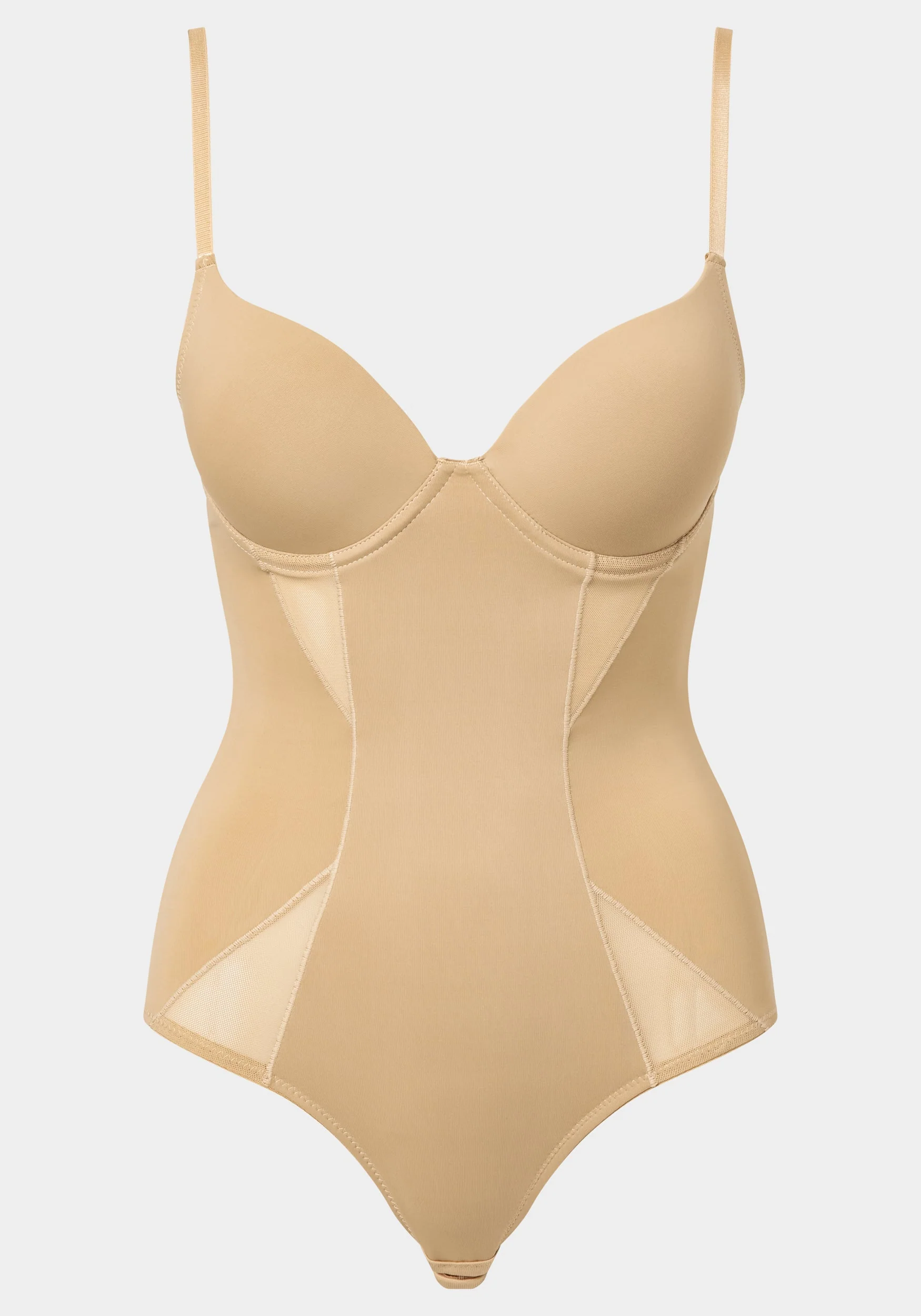 Microfiber and Mesh Detail Shaping Bodysuit - Image 2
