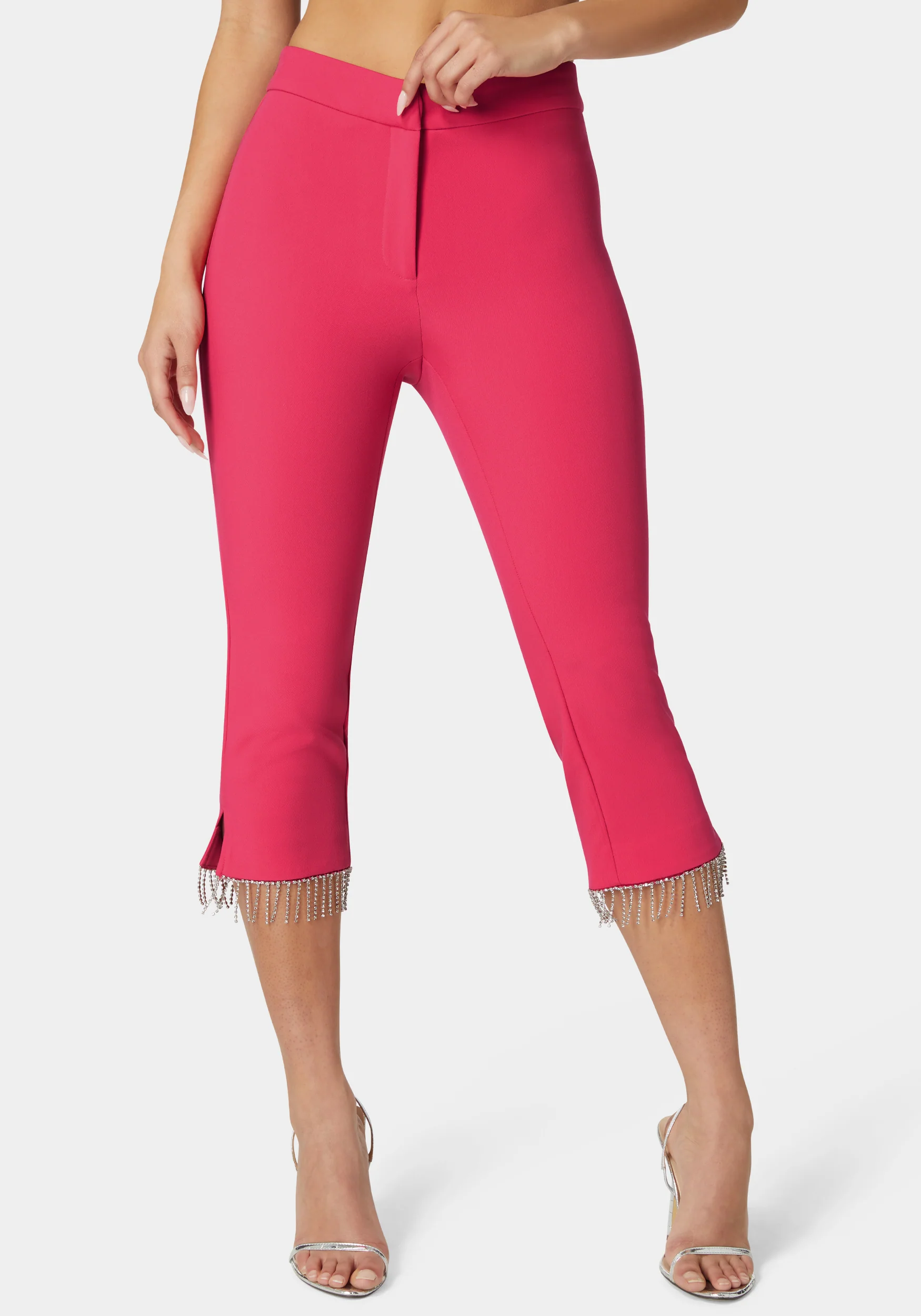 Mid Waist Rhinestone Fringe Capri - Image 2