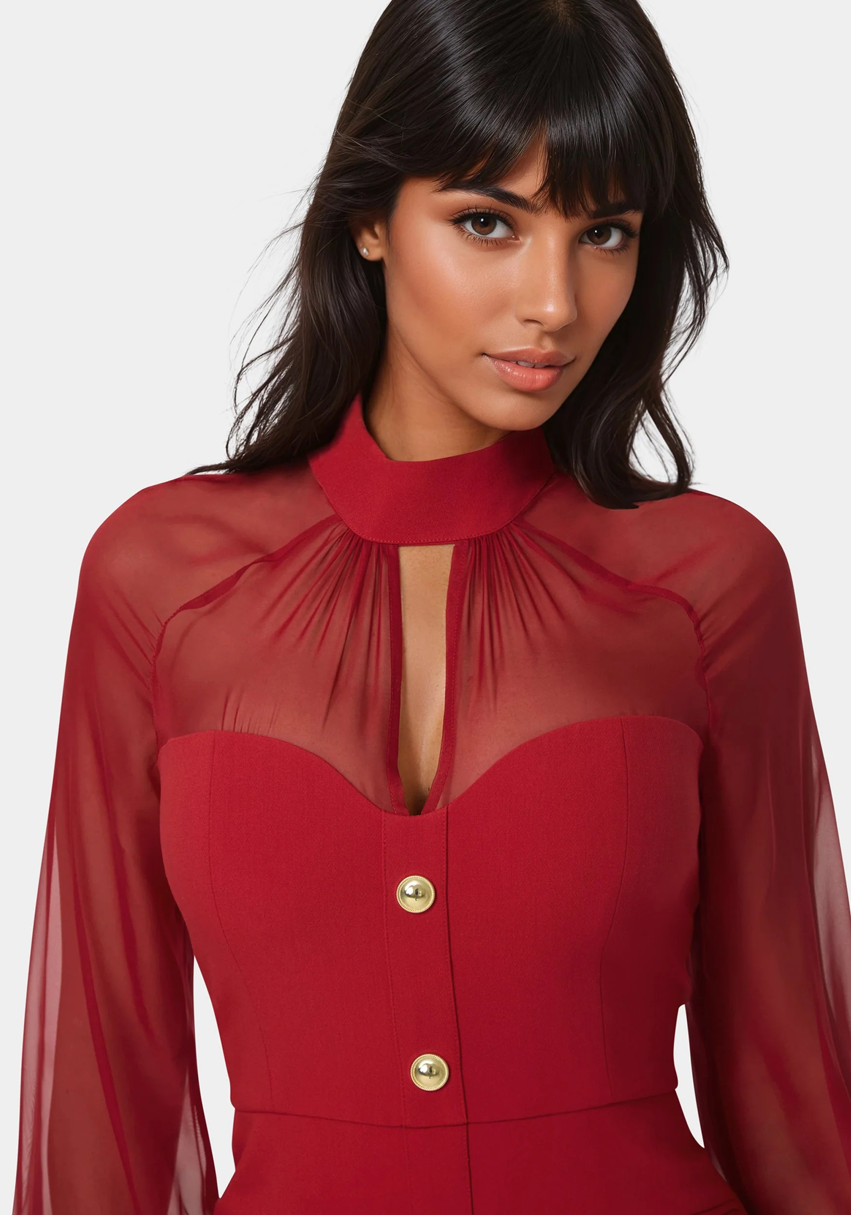 Mixed Media Long Sleeve Romper - Image 4