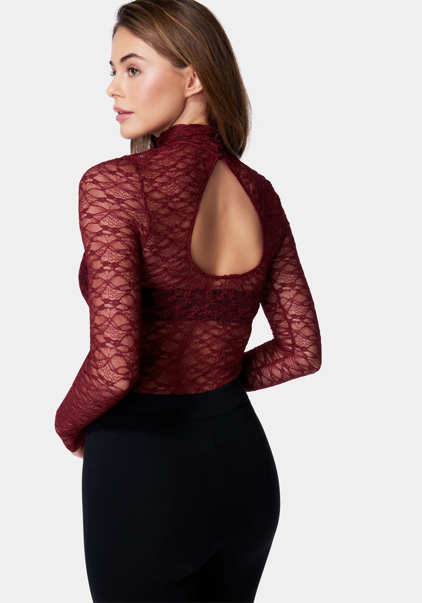 Mock Neck Lace Bodysuit - Image 3