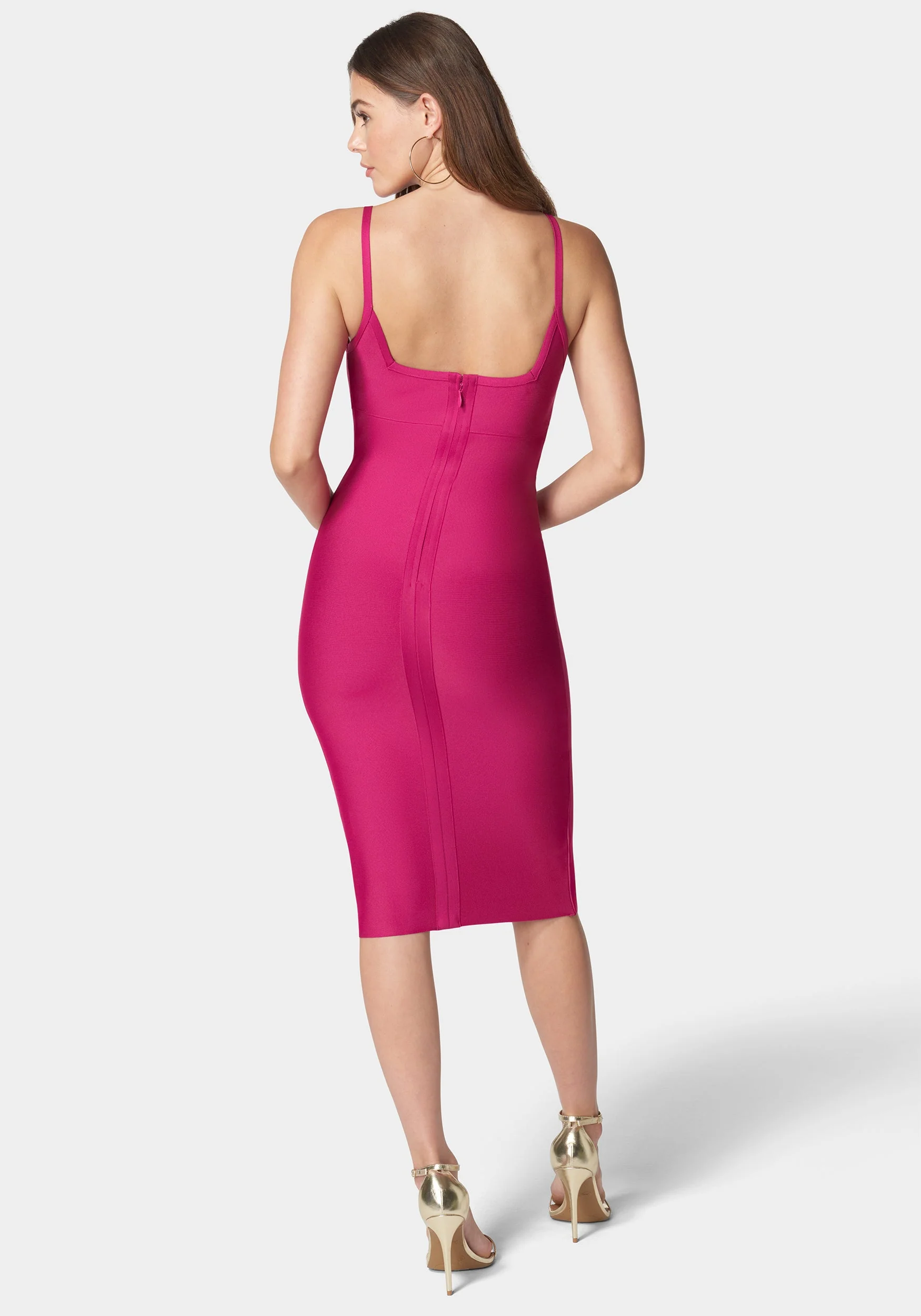Smooth Bandage Square Neck Midi Dress - Image 3