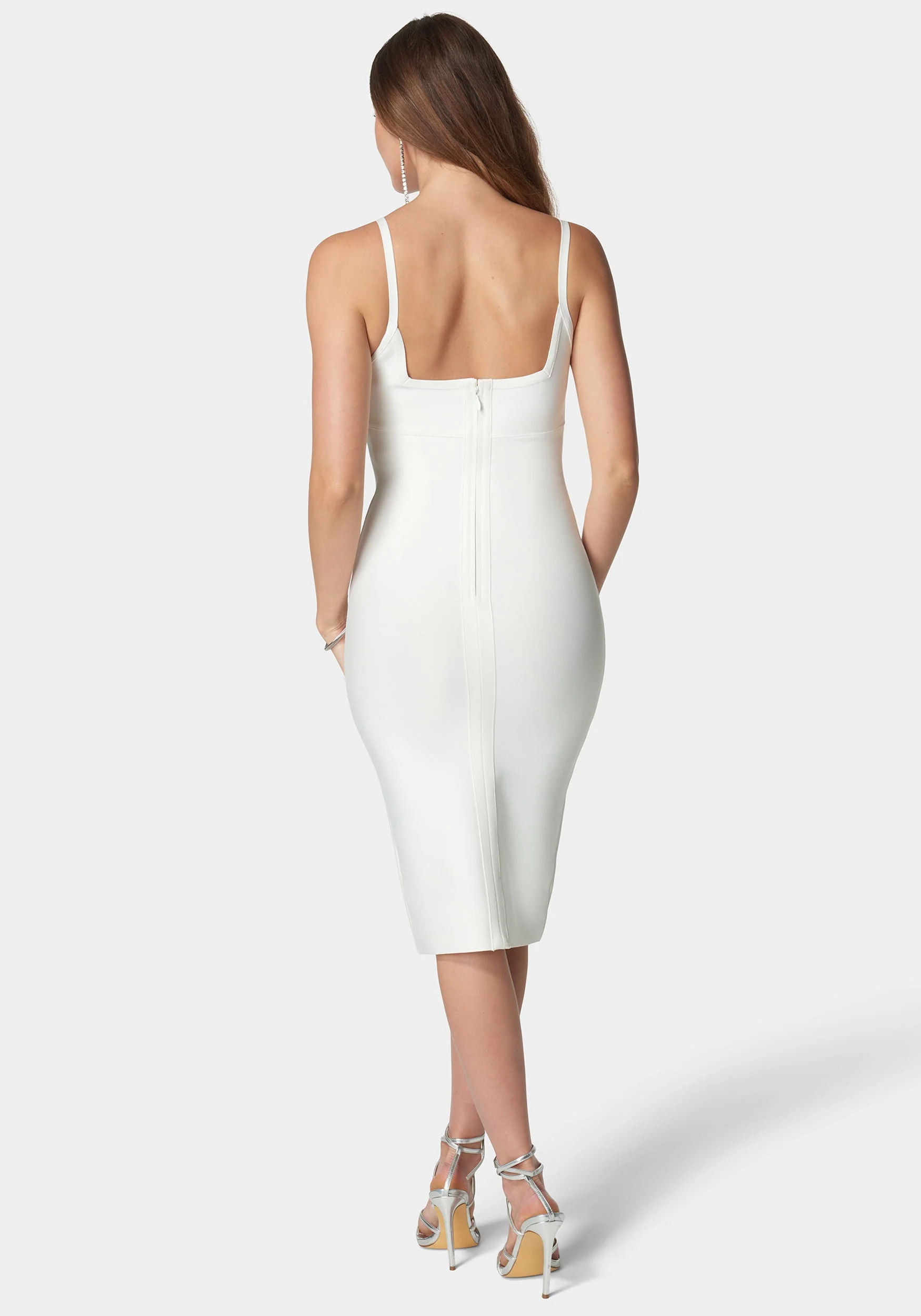 Smooth Bandage Square Neck Midi Dress - Image 3