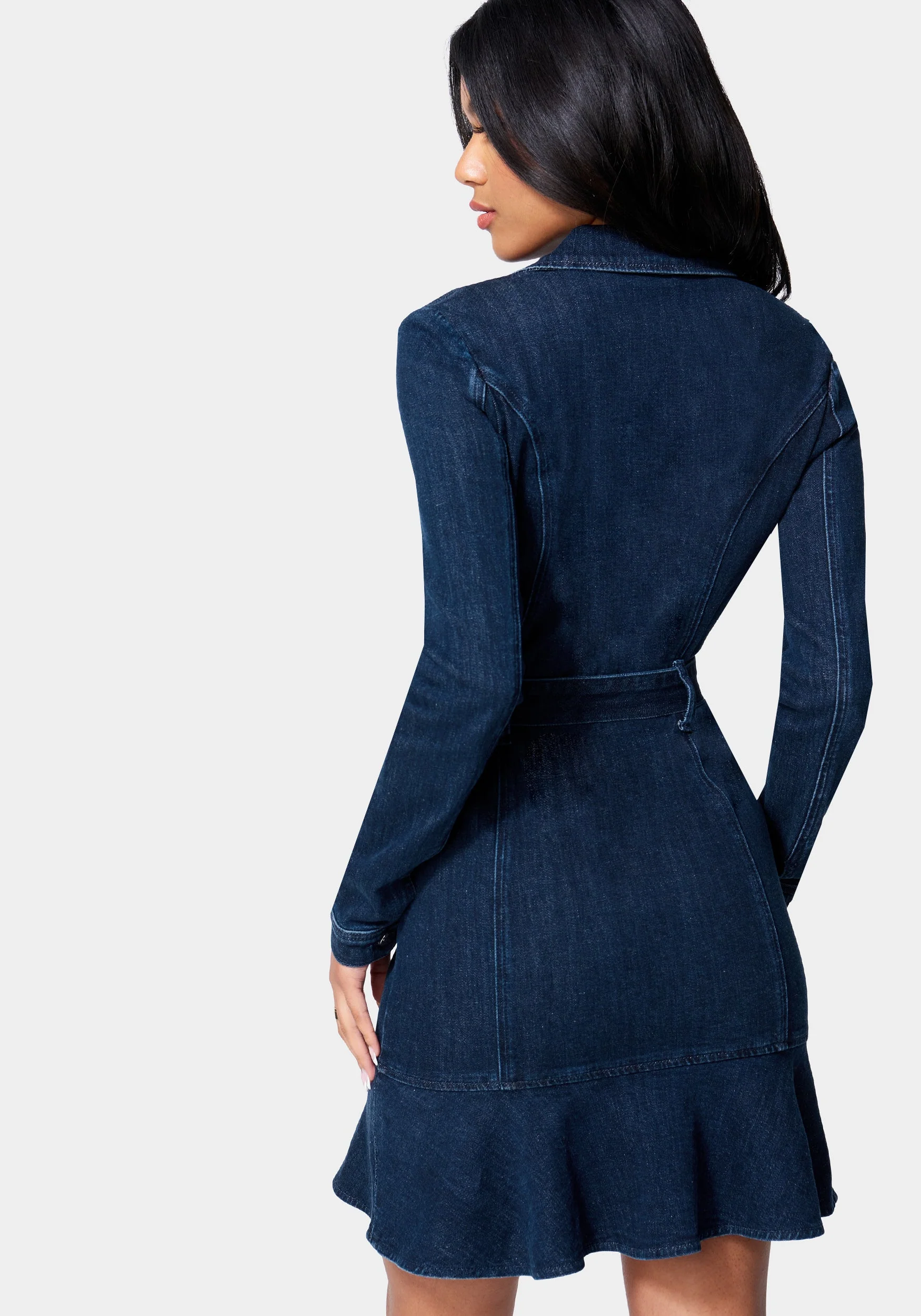 Moto Style Belted Denim Dress - Image 3