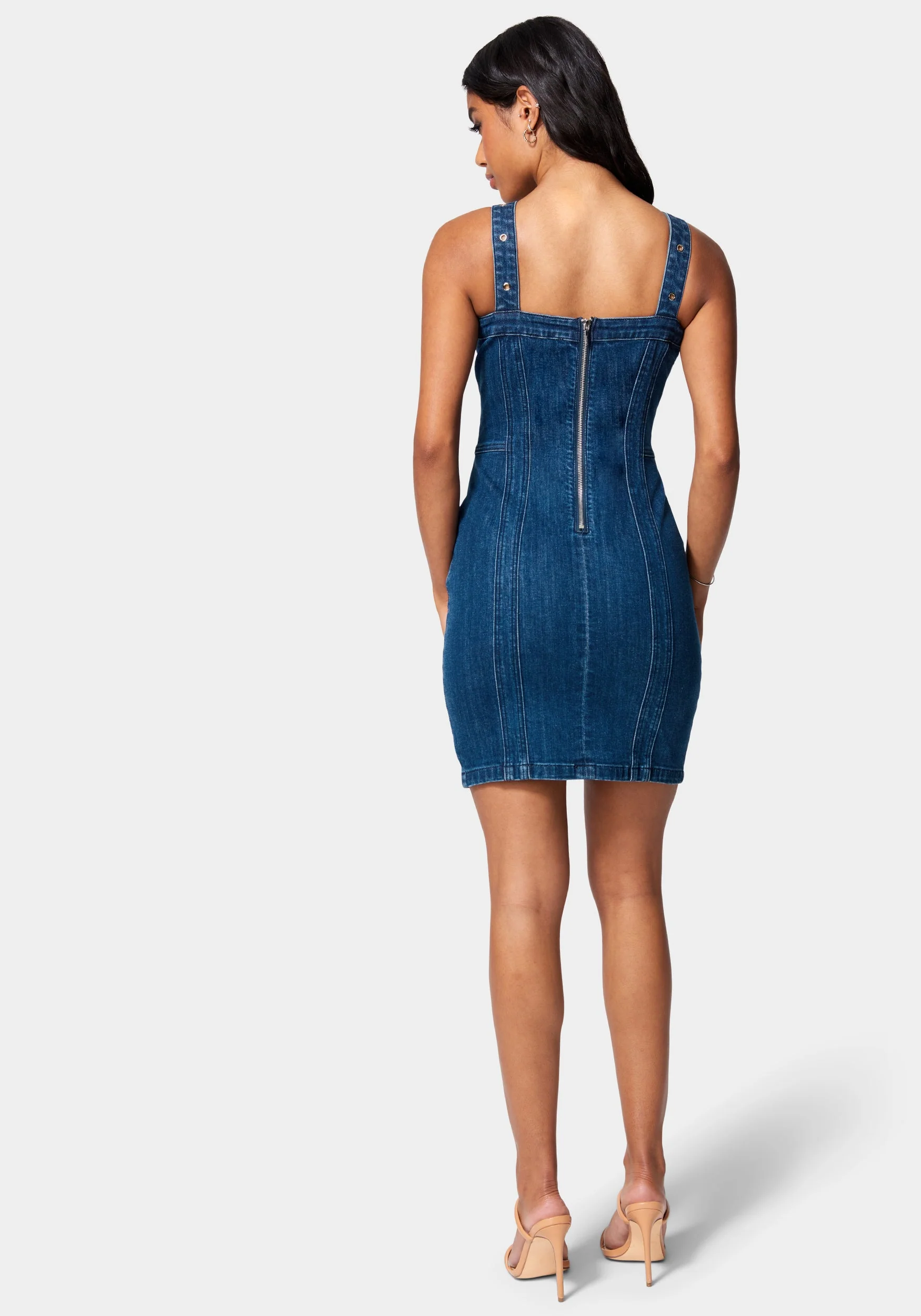 Multi Band Detail Denim Dress - Image 3