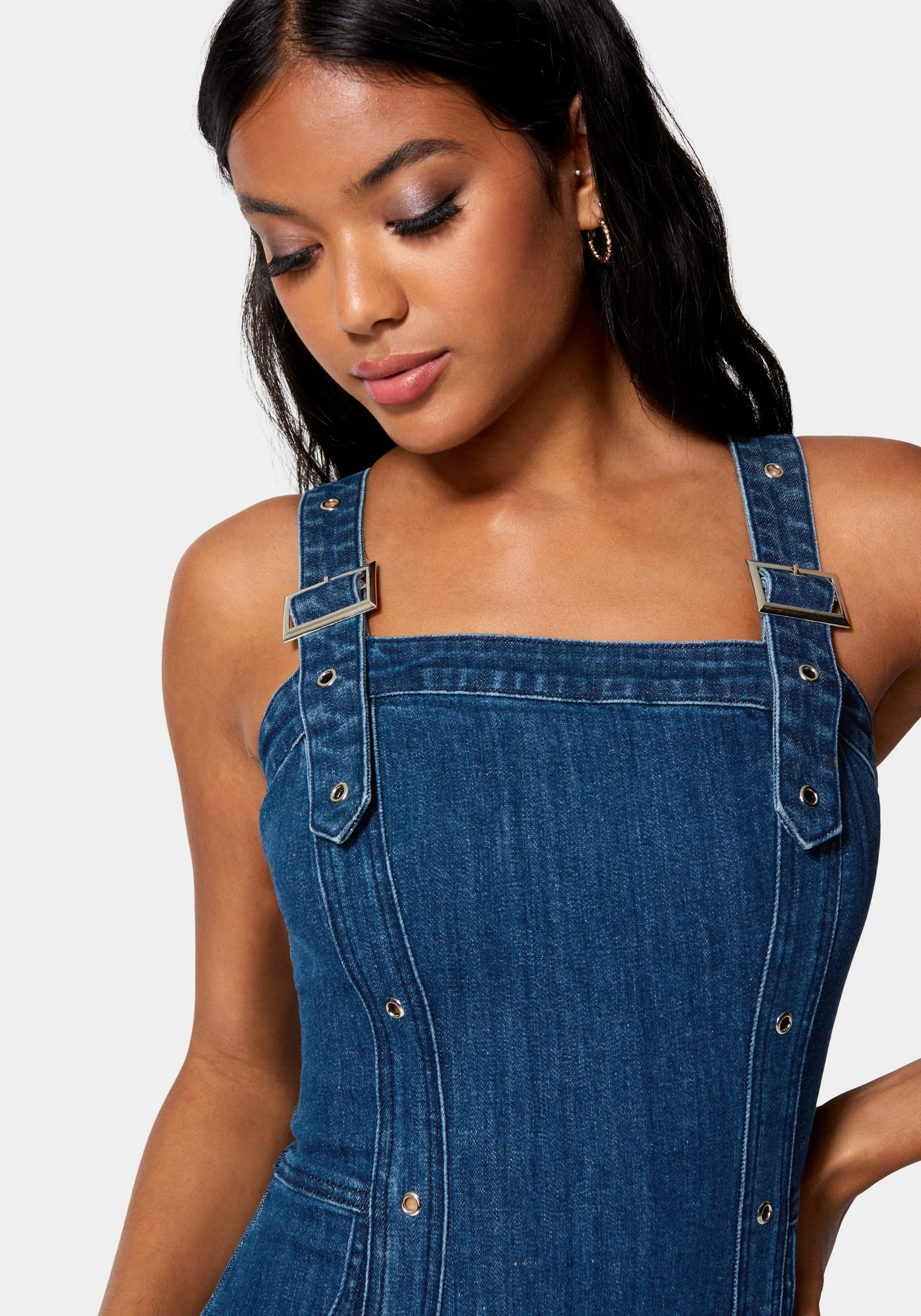 Multi Band Detail Denim Dress - Image 4