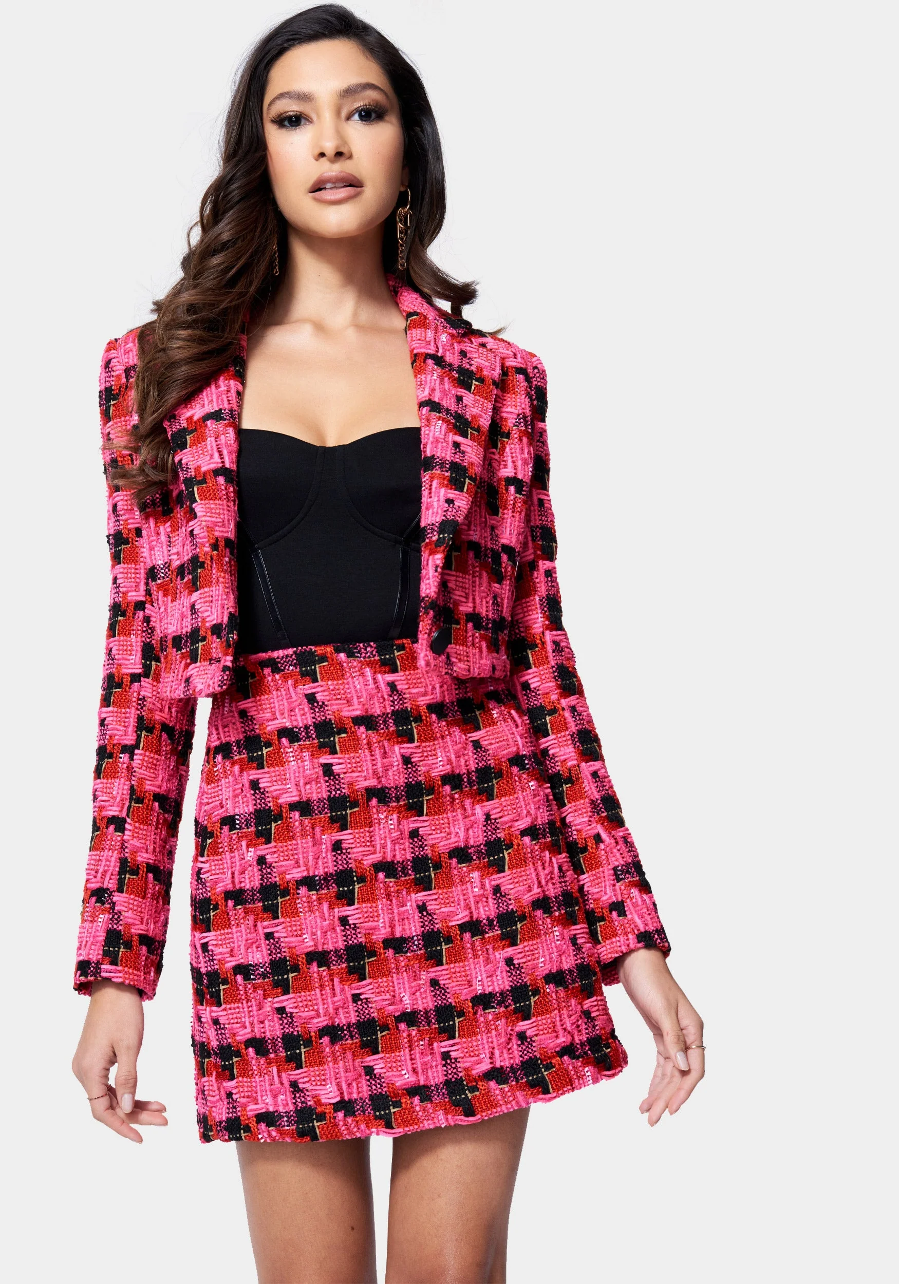 Multi Tweed Cropped Tailored Jacket - Image 2