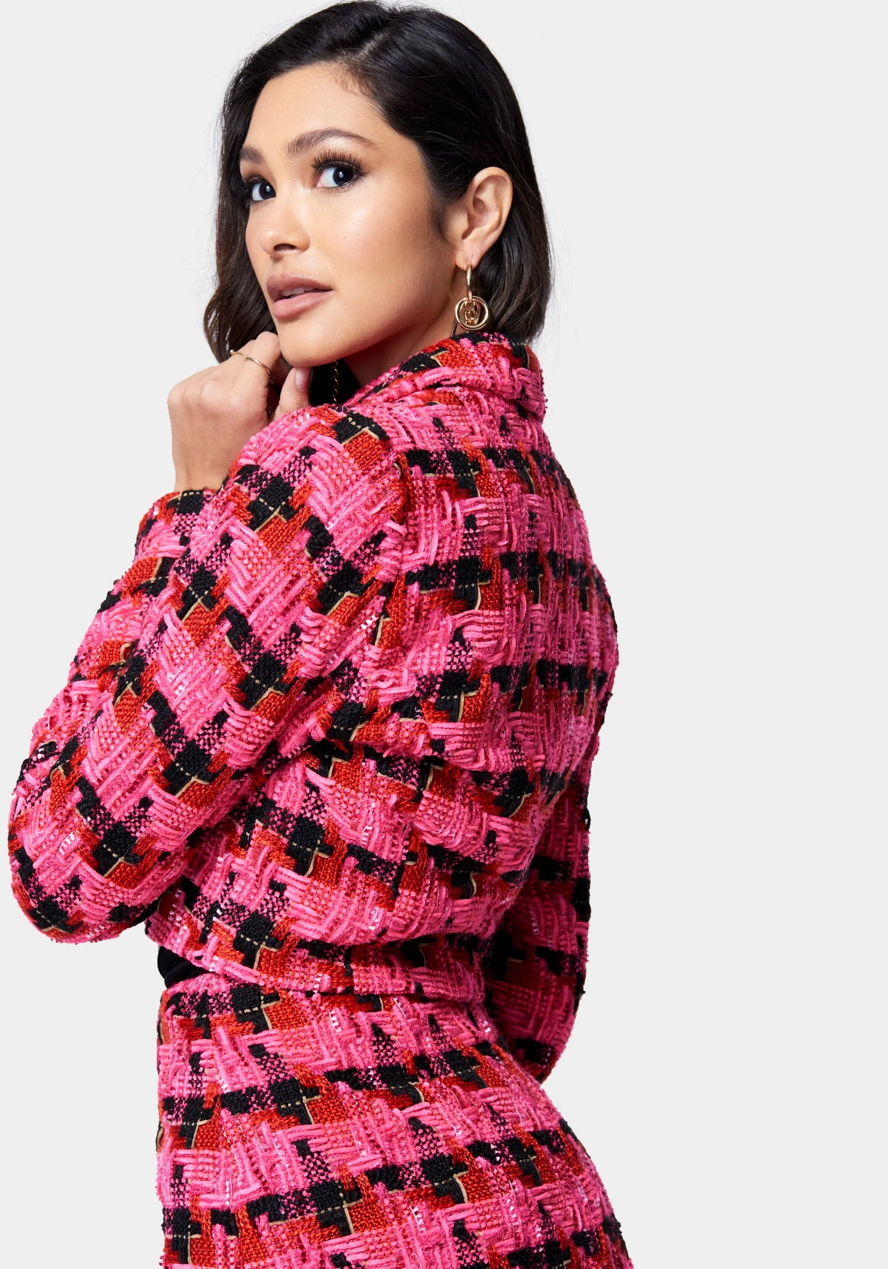 Multi Tweed Cropped Tailored Jacket - Image 3