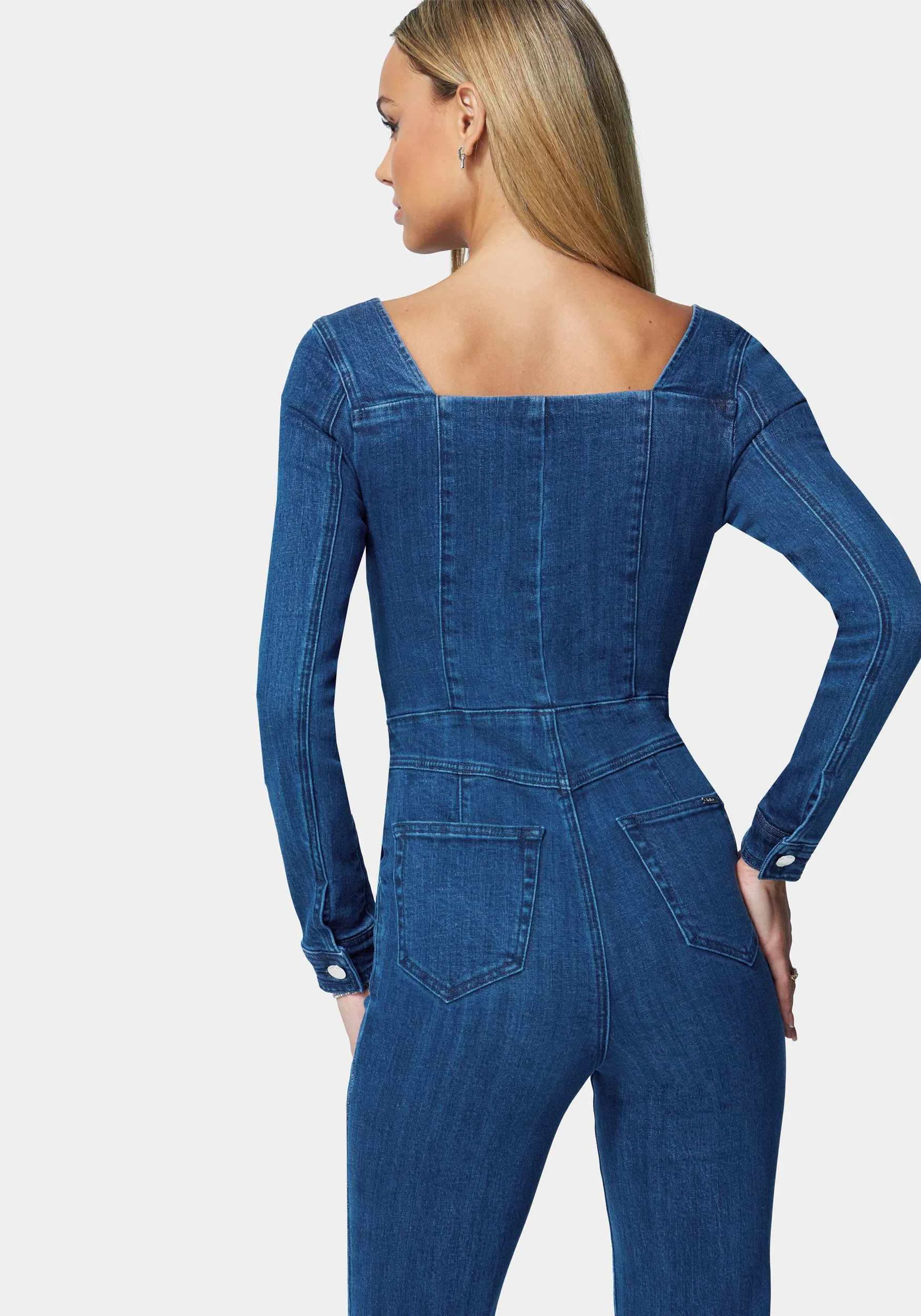 Multistitch Wide Leg Denim Jumpsuit - Image 3