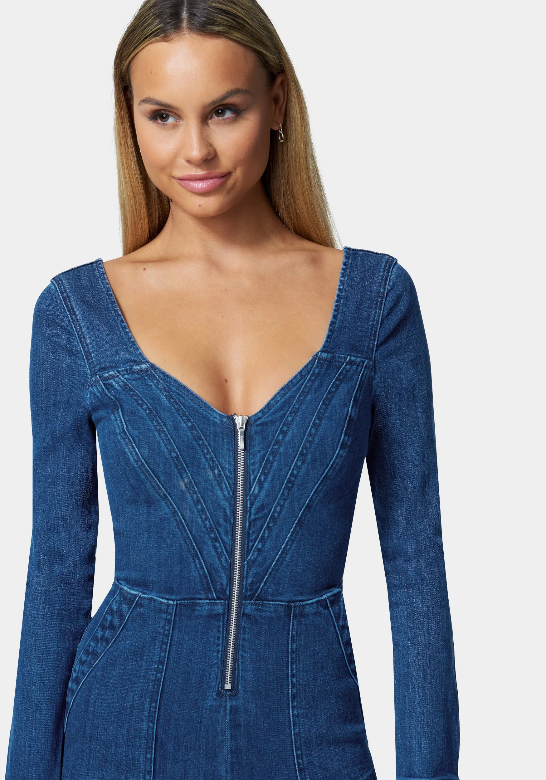 Multistitch Wide Leg Denim Jumpsuit - Image 4