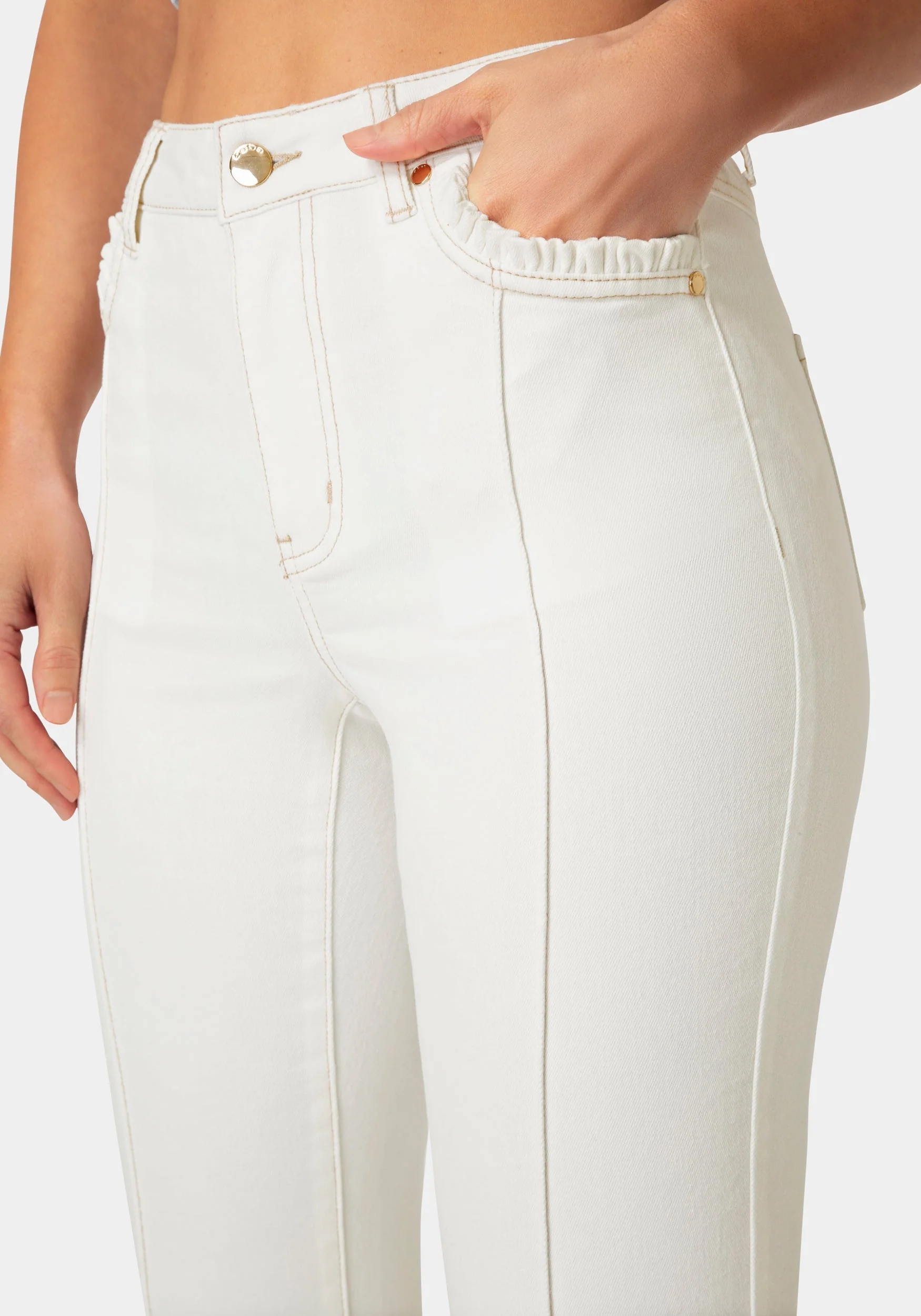 Natural Waist Cropped Boot Cut Jeans - Image 5