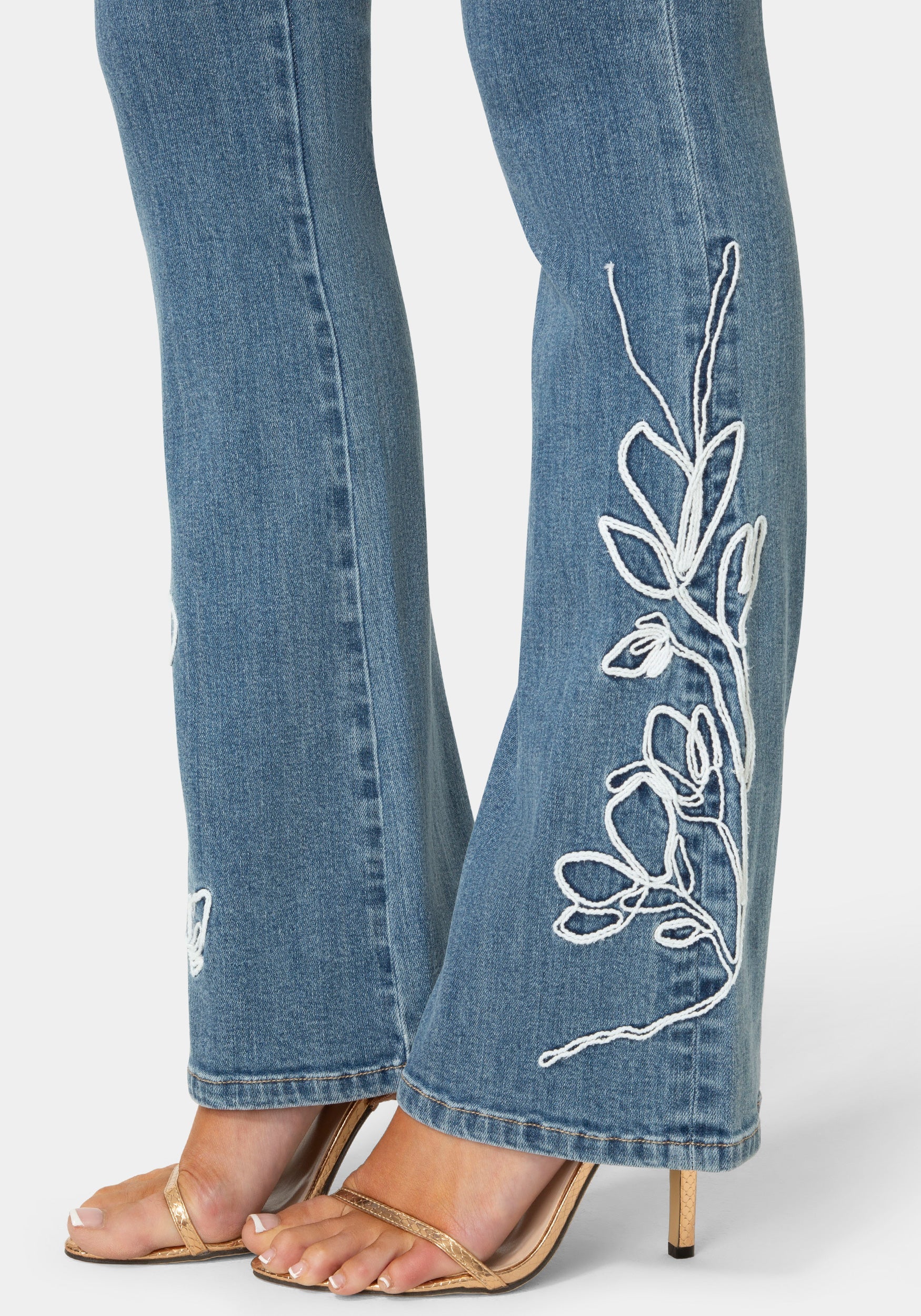 Natural Waist Embroidered Straight Leg Jeans - Image 5