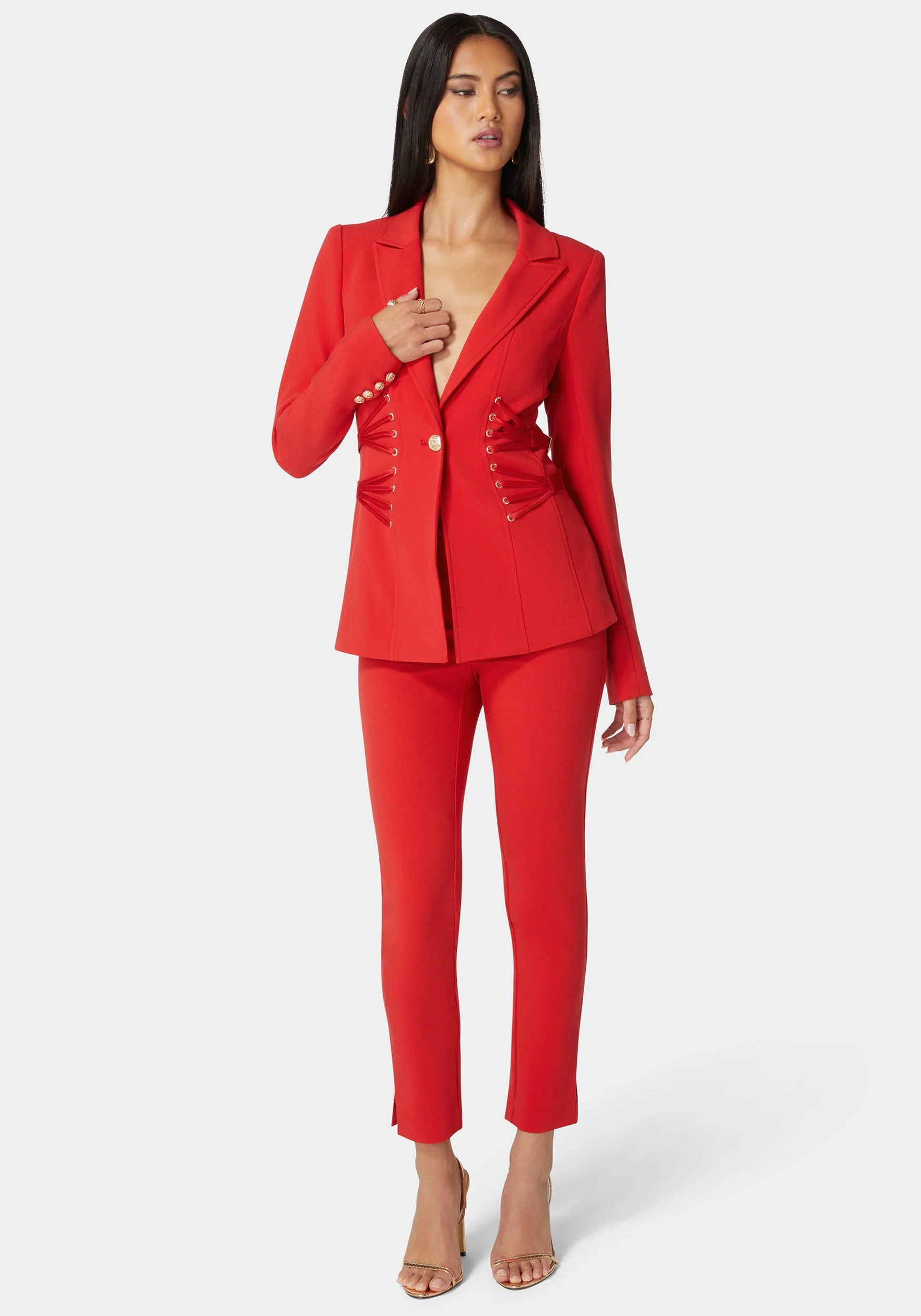 Natural Waist Side Tab Skinny Leg Twill Pant - Image 2