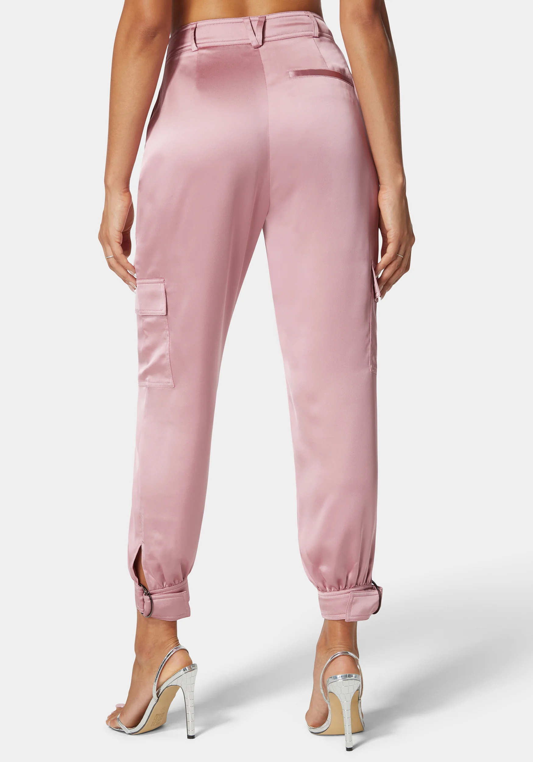 Natural Waist Stud Detail Satin Jogger Pant - Image 3