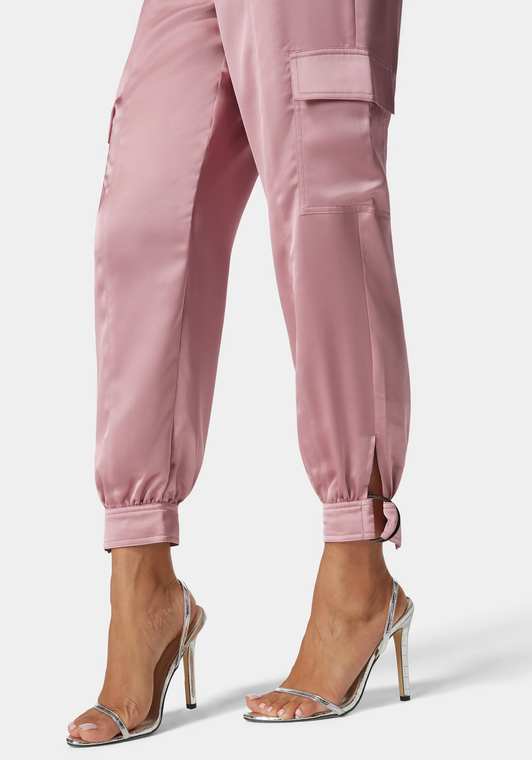 Natural Waist Stud Detail Satin Jogger Pant - Image 4