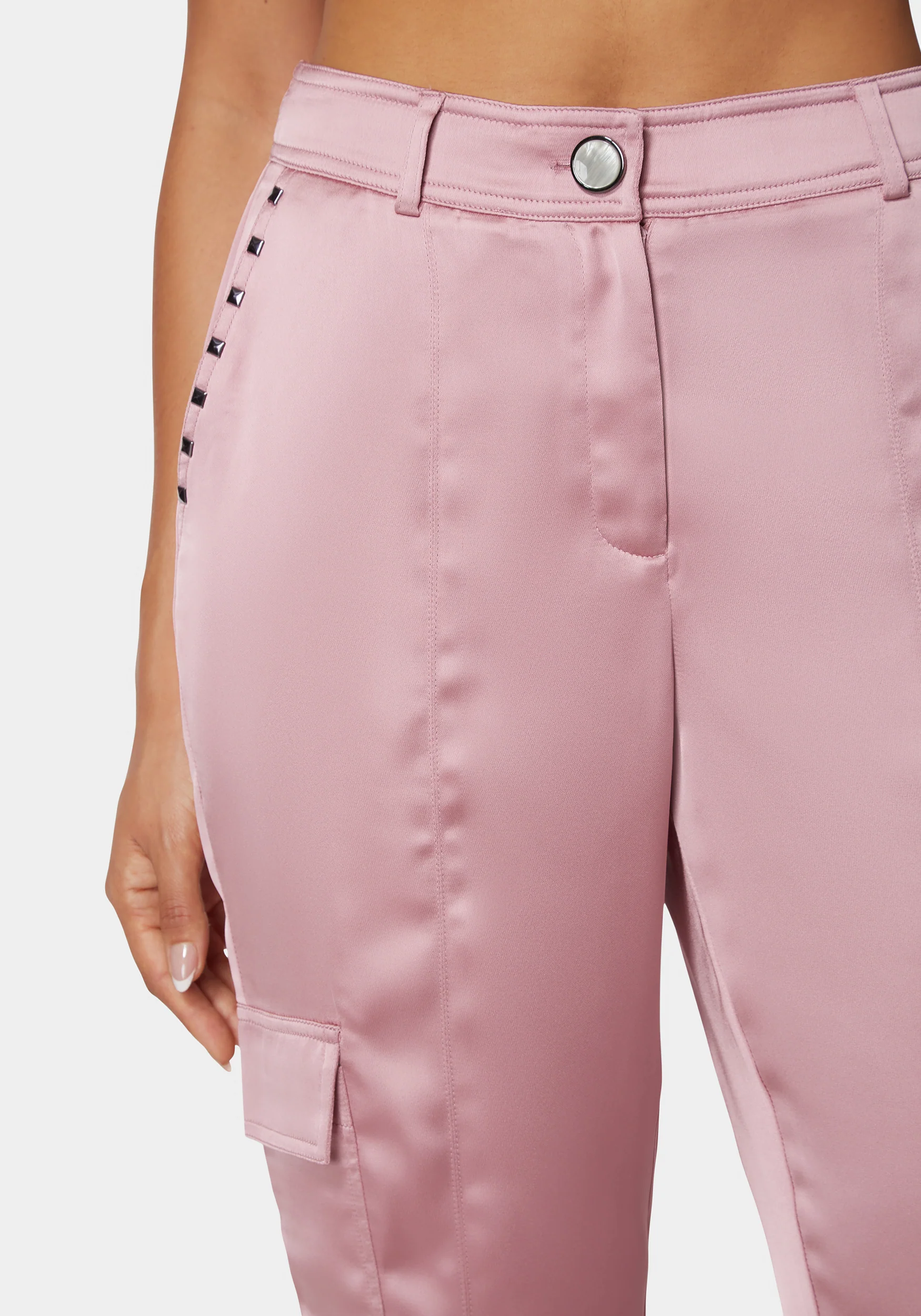 Natural Waist Stud Detail Satin Jogger Pant - Image 5