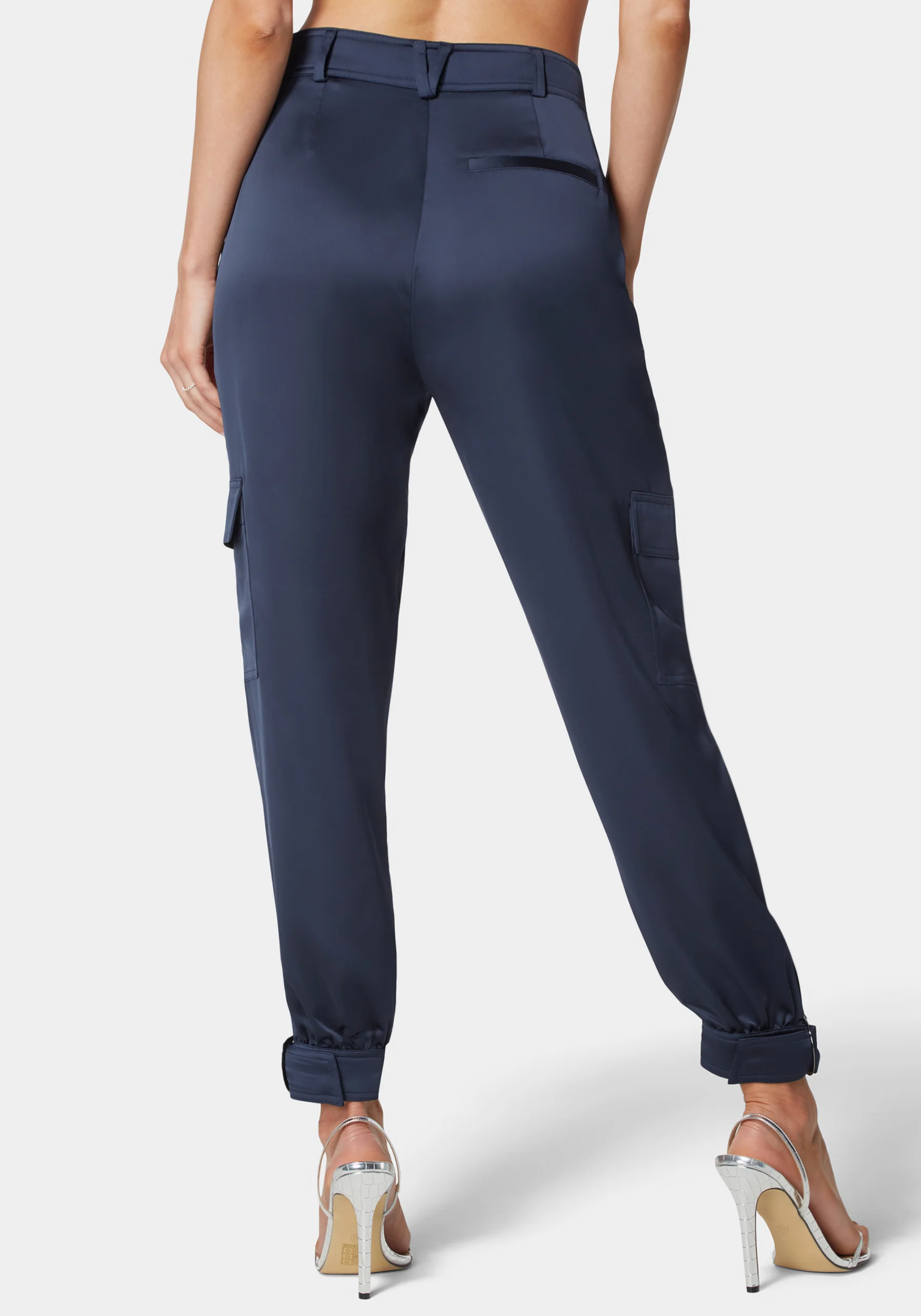 Natural Waist Stud Detail Satin Jogger Pant - Image 3