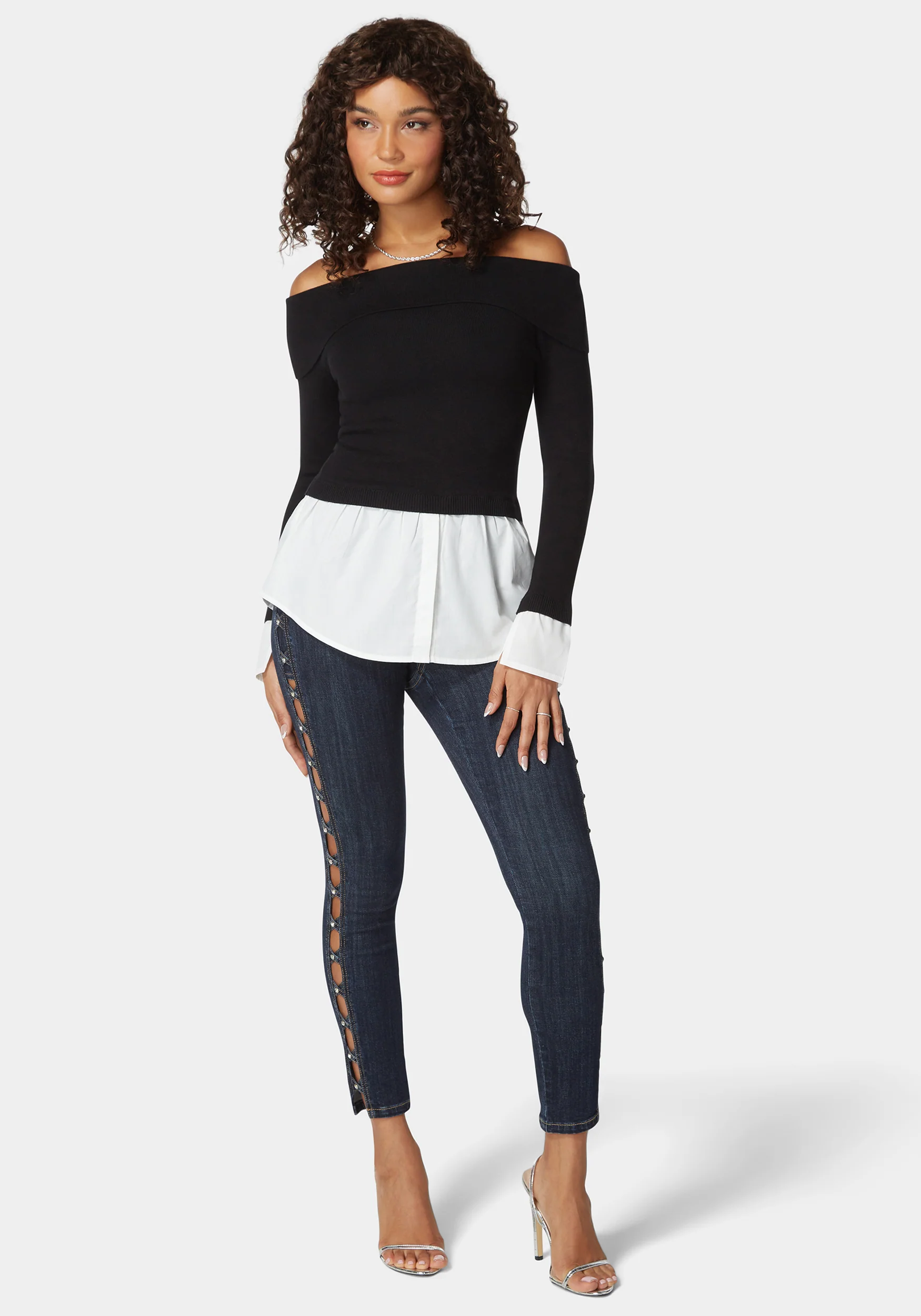 Natural Waist Stud Detail Skinny Leg Jeans - Image 2