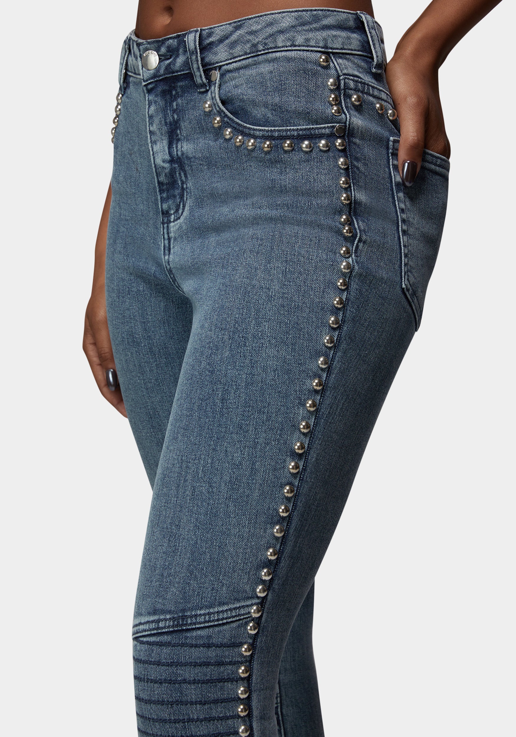 Natural Waist Studded Skinny Jean - Image 4