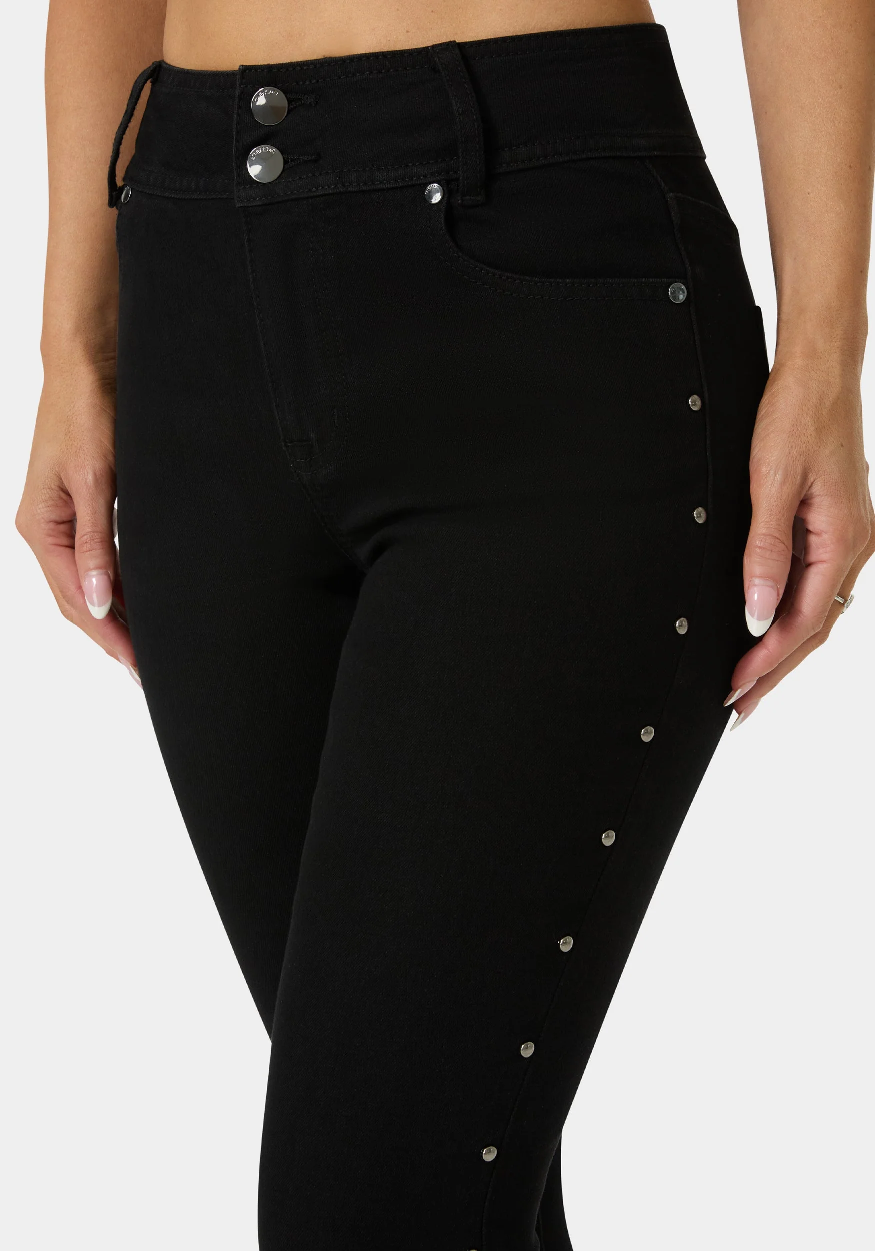 Natural Waist Studded Skinny Leg Jeans - Image 5