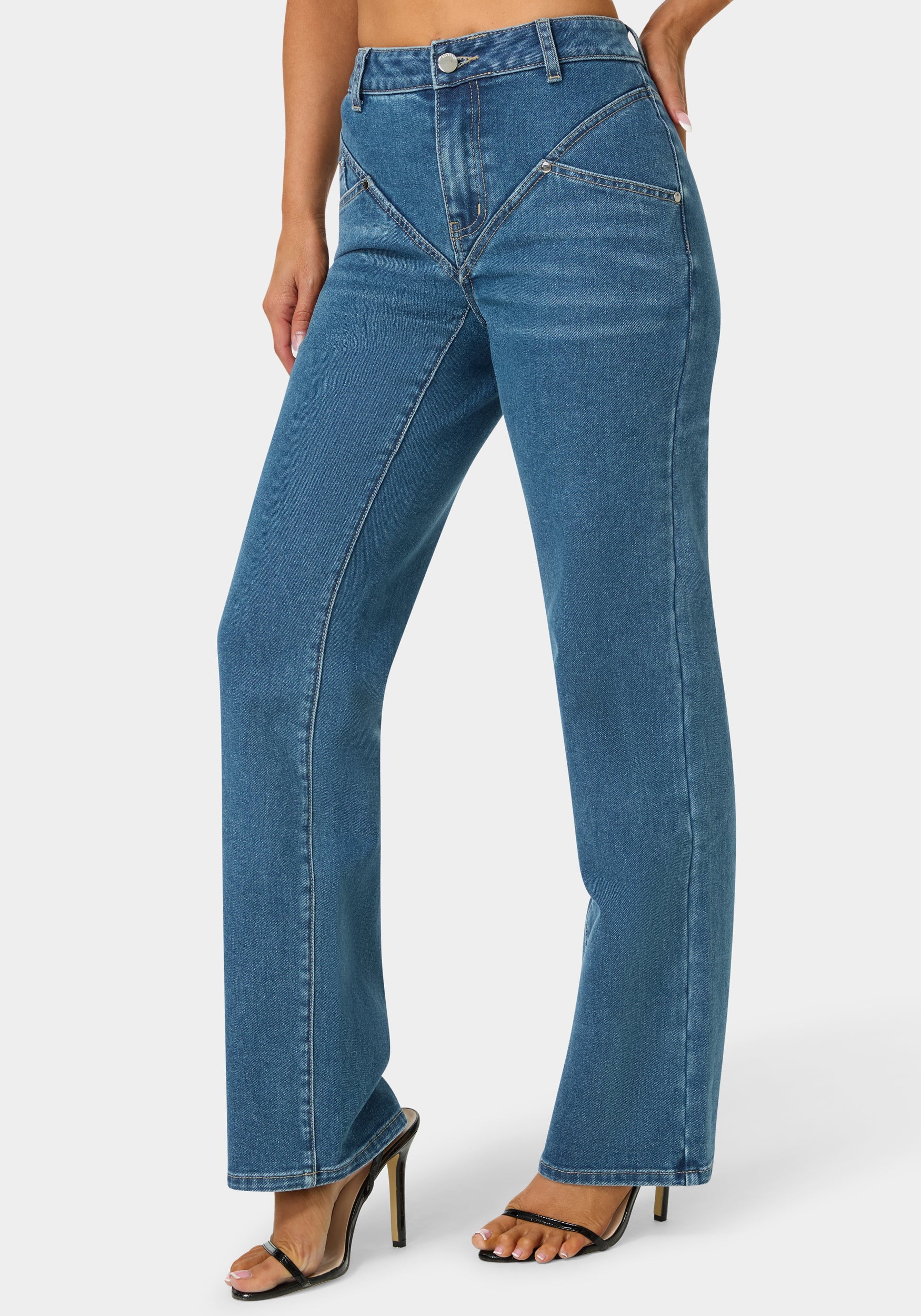 Natural Waist V Cut Straight Leg Jeans - Image 3