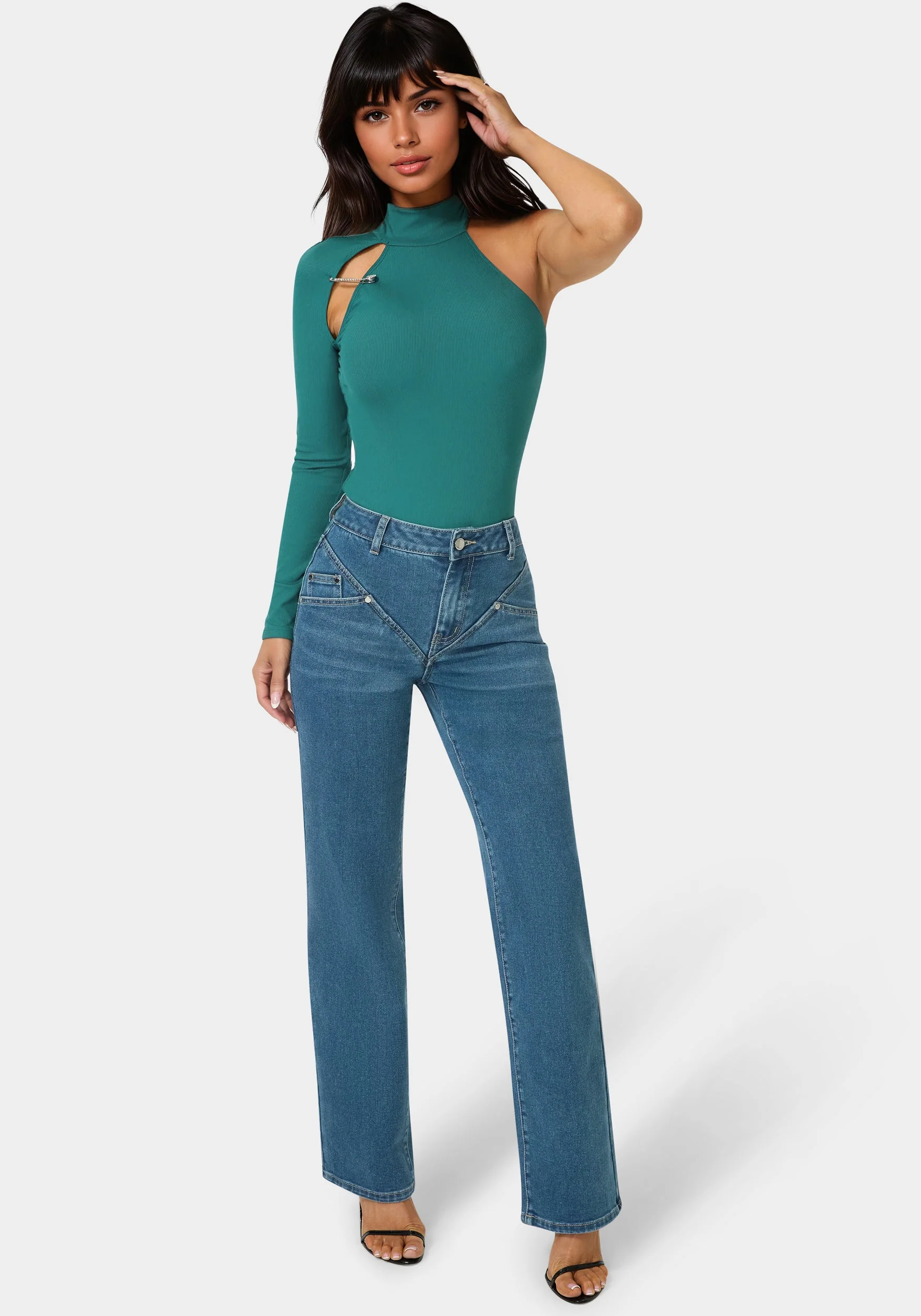 Natural Waist V Cut Straight Leg Jeans - Image 4
