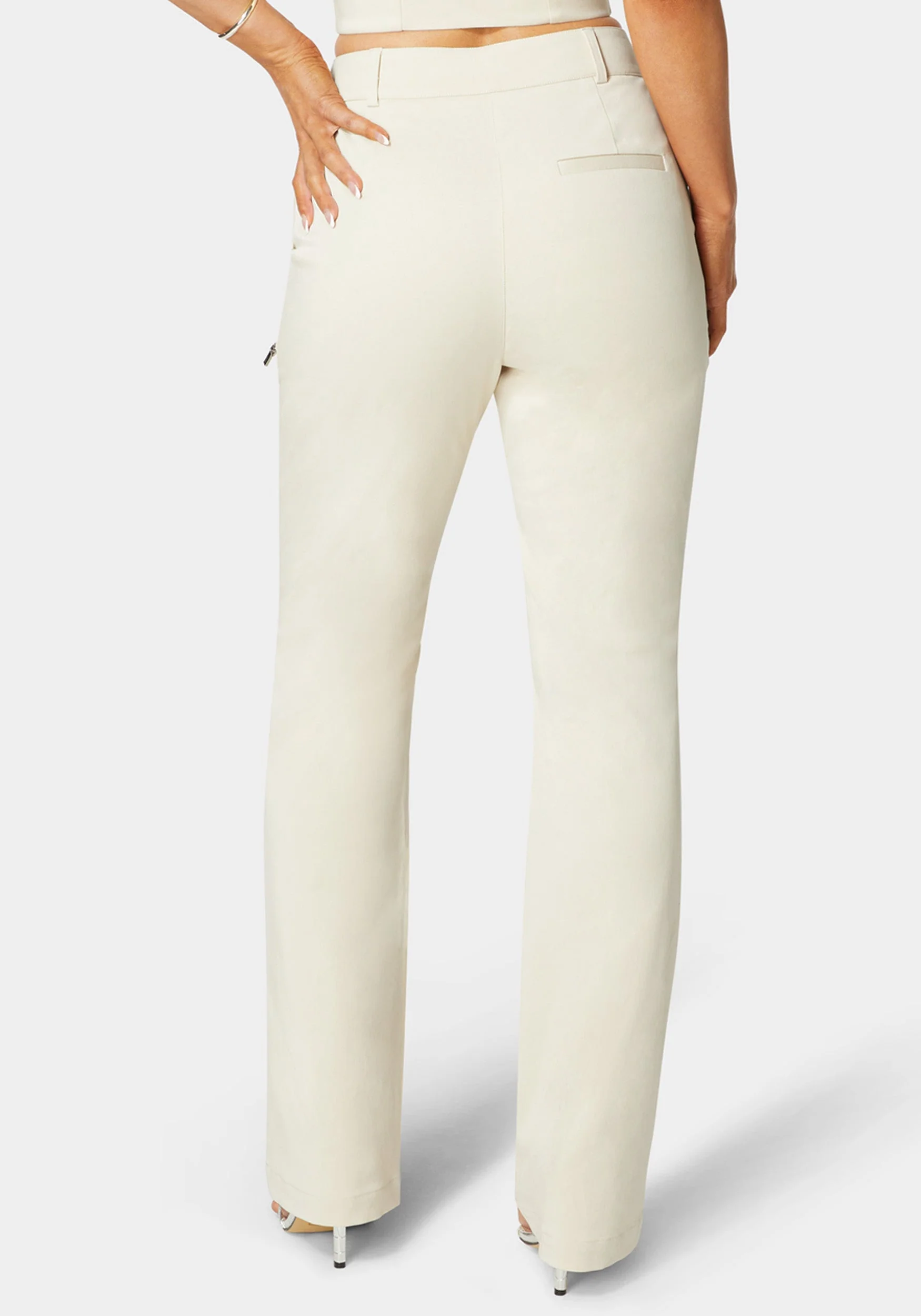 Natural Waist Zipper Detail Mini Bootcut Pant - Image 3