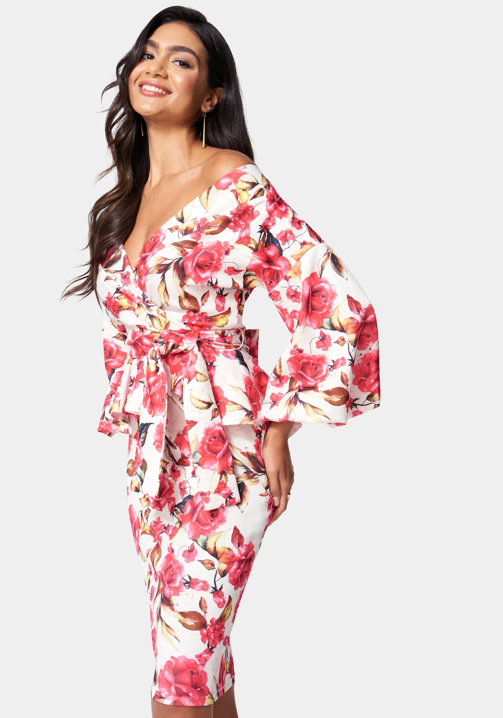 Off Shoulder Peplum Dress - Image 2
