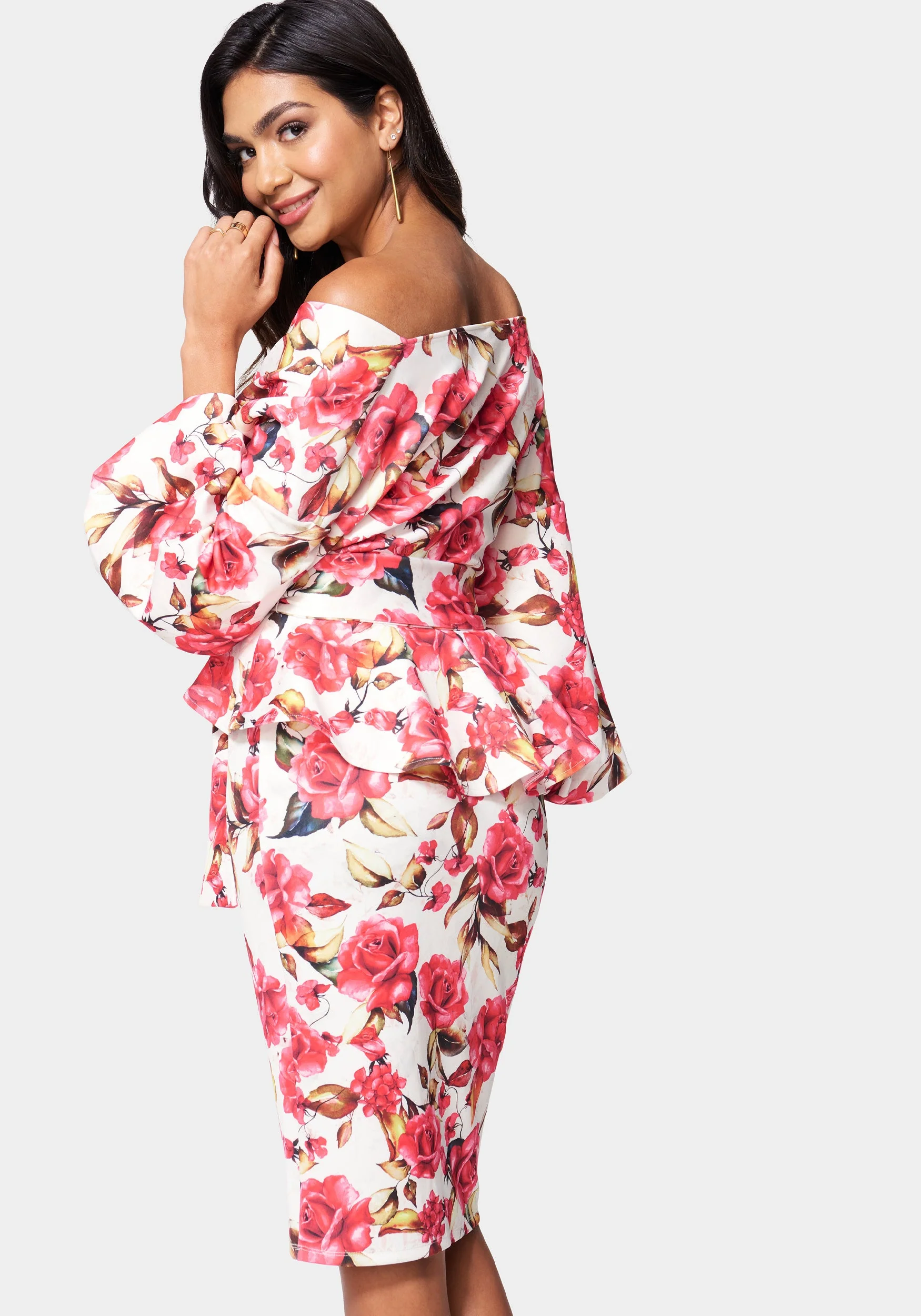 Off Shoulder Peplum Dress - Image 3